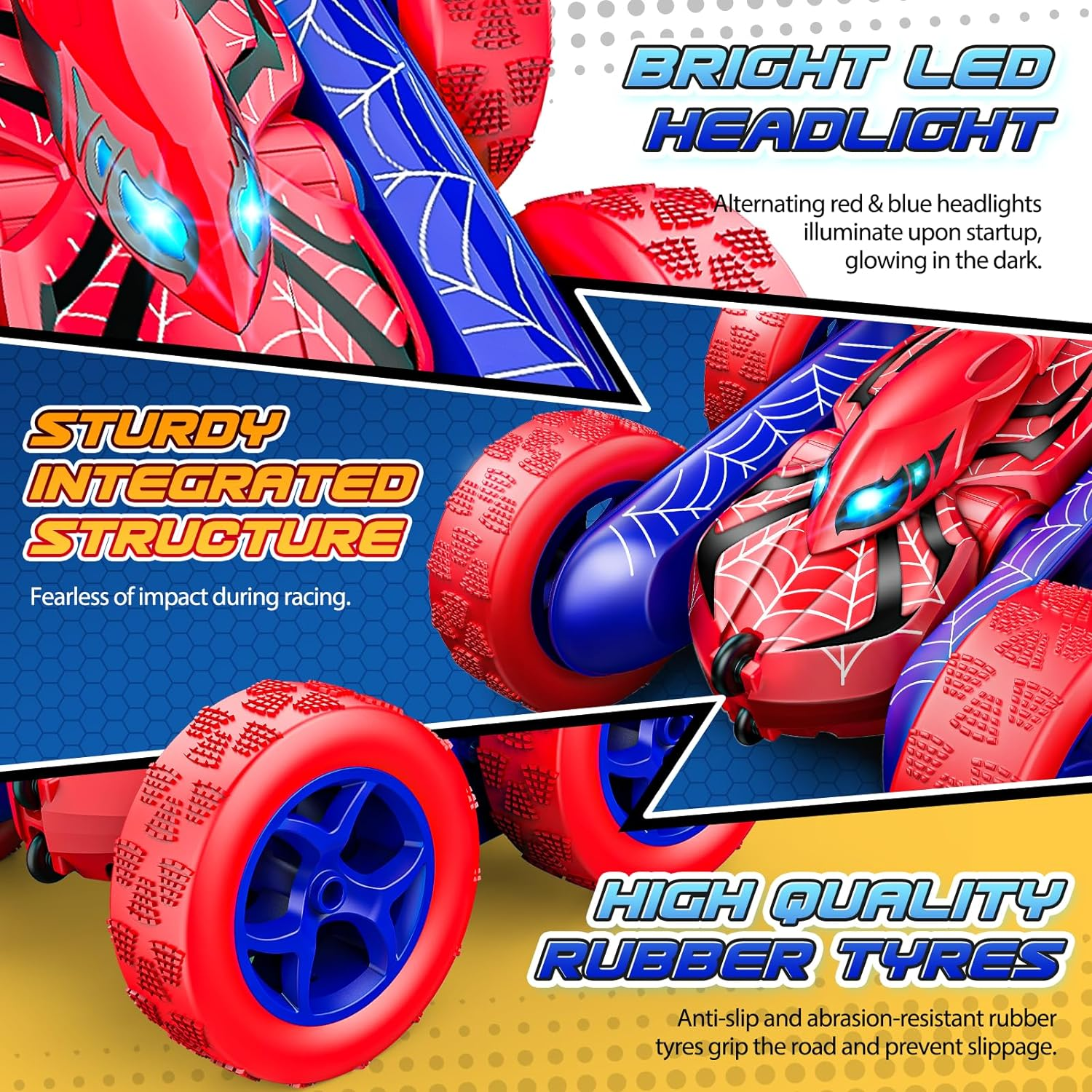 Spider Remote Control Cars for Kids, Vingtank RC Car Kids Toys for 3 4 5 6 7 8 Year Old Boys Outdoor Toy Boys Toys 8-10 4WD 2.4GHZ Electric Stunt Car Christmas 3-9 Year Old Boy Gift Ideas image number 2