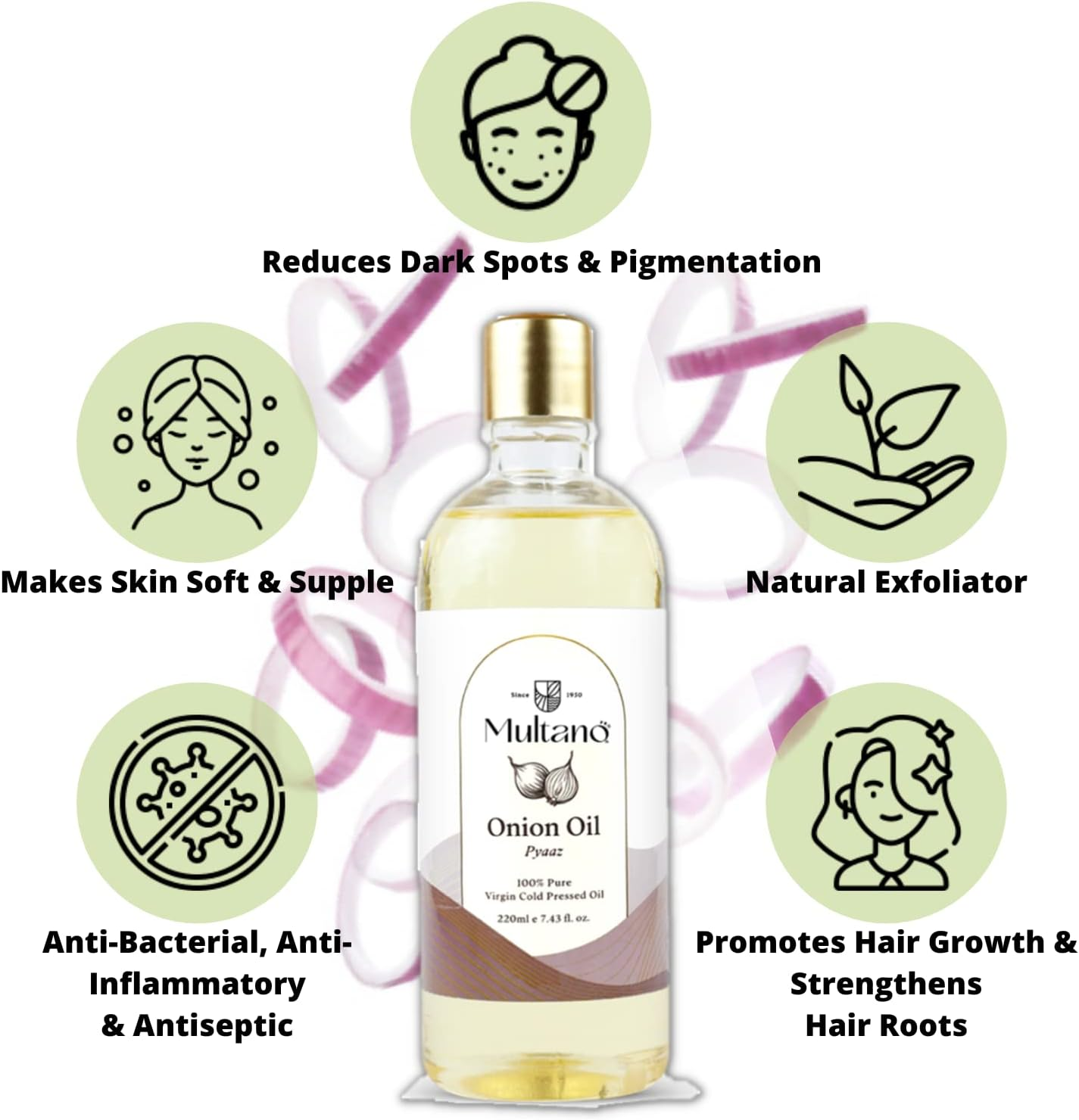 Multano Pro Cold Pressed Onion Hair Oil for Hair Growth & Hair Fall Control | 100% Pure Onion Oil for Skin Nourishment | Pyaaz Ka Tel (50Ml) image number 1