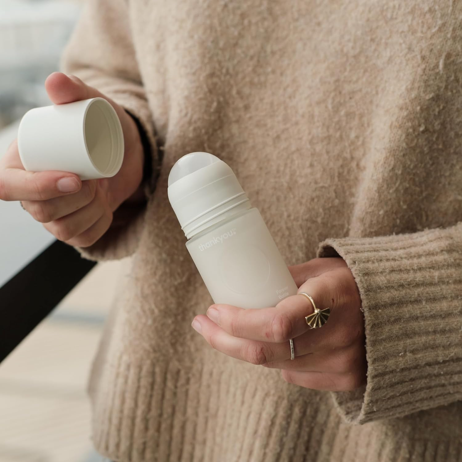 Thankyou Forever Deodorant Bottle, 50 Ml Capacity, Frosted Glass image number 1