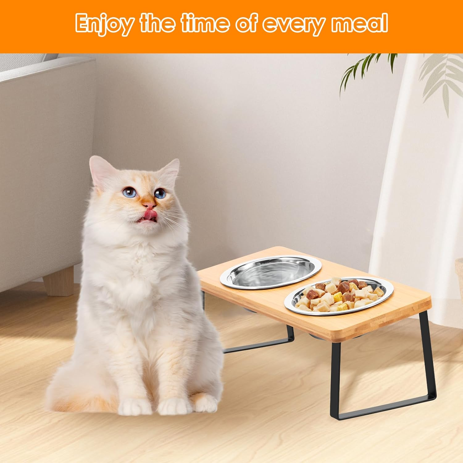 Elevated Dog Food Bowl Easy Install 15&deg; Tilted Cat Food and Water Bowl Stand Raised Puppy Feeding Stand for Cat Dog image number 1