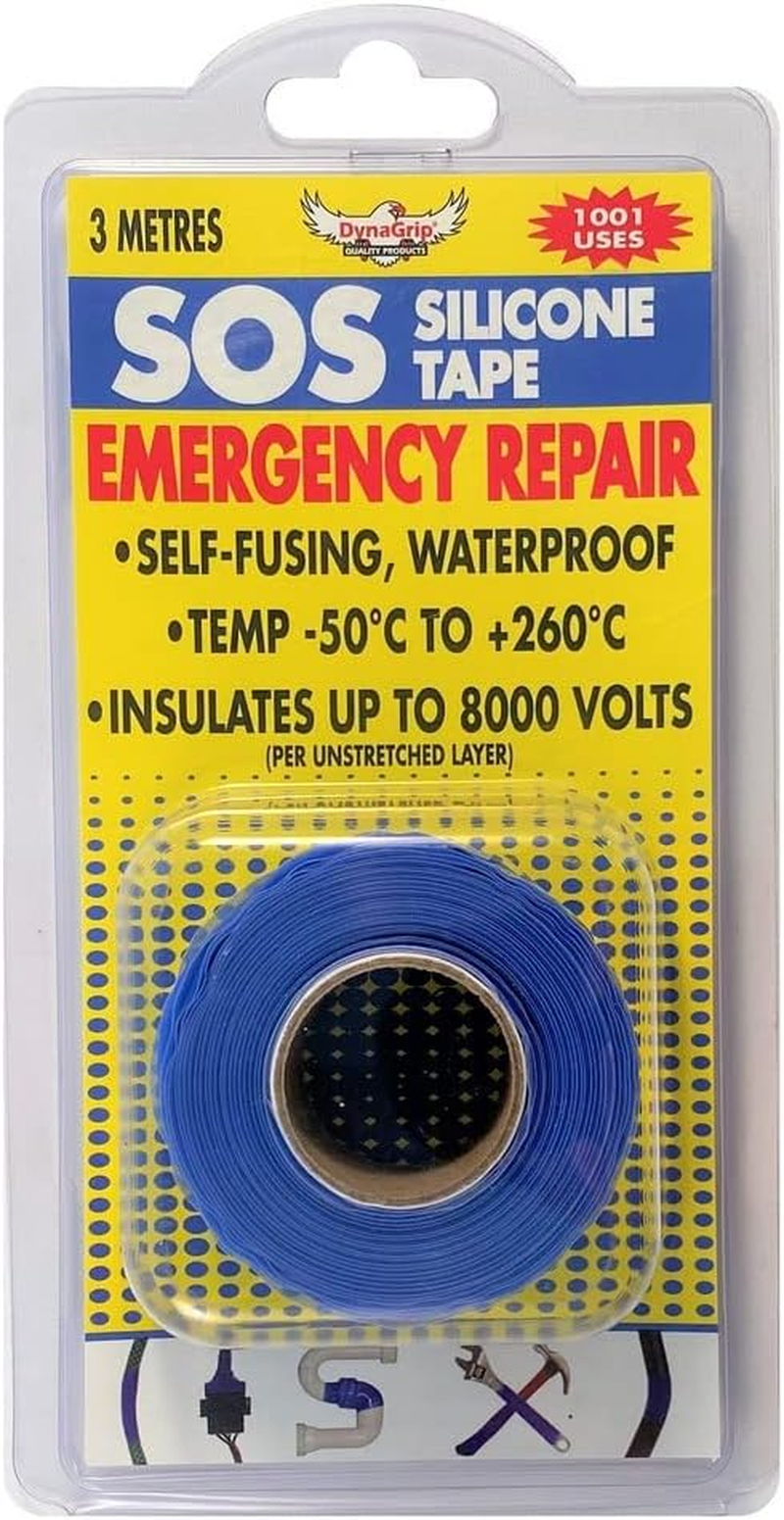 Dynagrip SOS Silicone Tape, 3.5 Meter Length, Blue, Self Fusing Rubber Tape Rescue Tape Silicone Rubber, Waterproof Repair Sealing Tape, Waterproof Self Fusing Rescue Tape