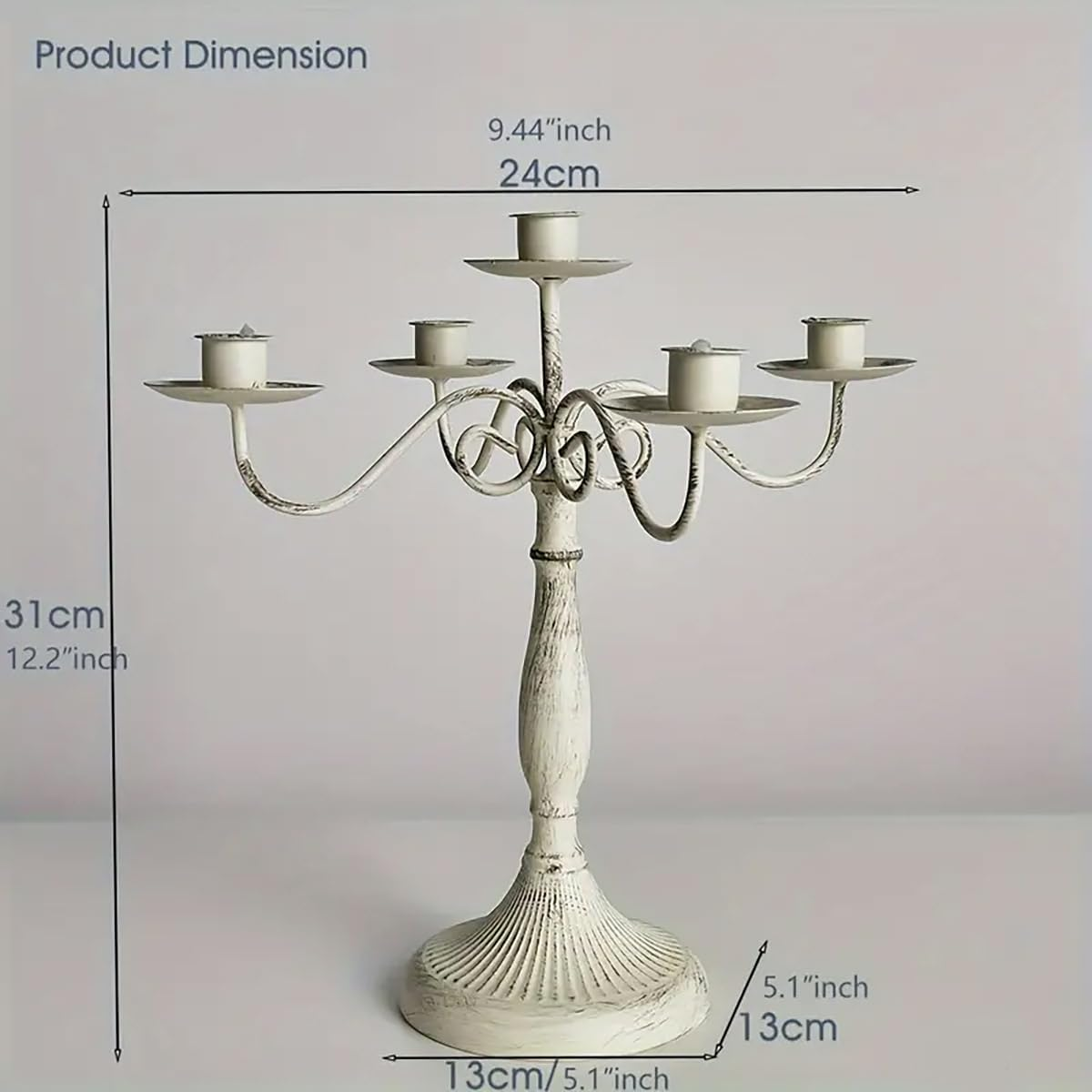 AIMALL Vintage Metal Candle Holder with 1, 3, or 5 Arms for Dining Table, Wedding Celebration, or Candlelight Dinner, for Home D&eacute;cor and Events image number 5