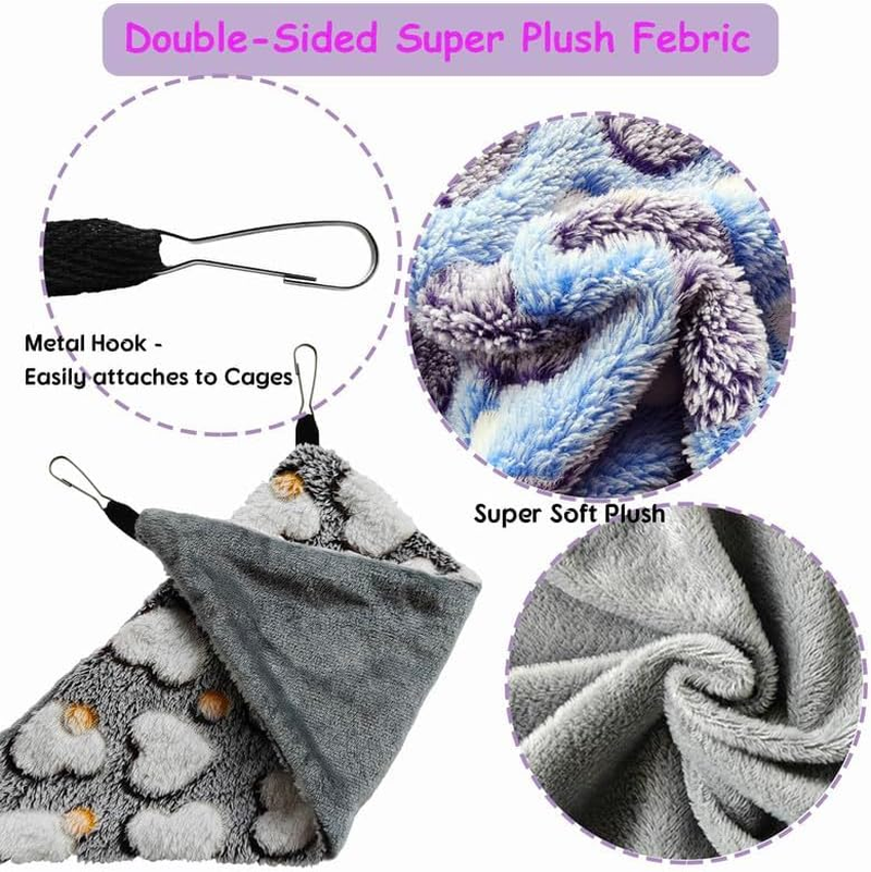 GOMICRAFT Pack of 2 Hanging Corner Hammock with Hooks for Ferrets, Rats, Guinea Pigs, Chinchillas, Hamsters, Hedgehogs, and Other Small Animals., Large, Coffee+Purple image number 5