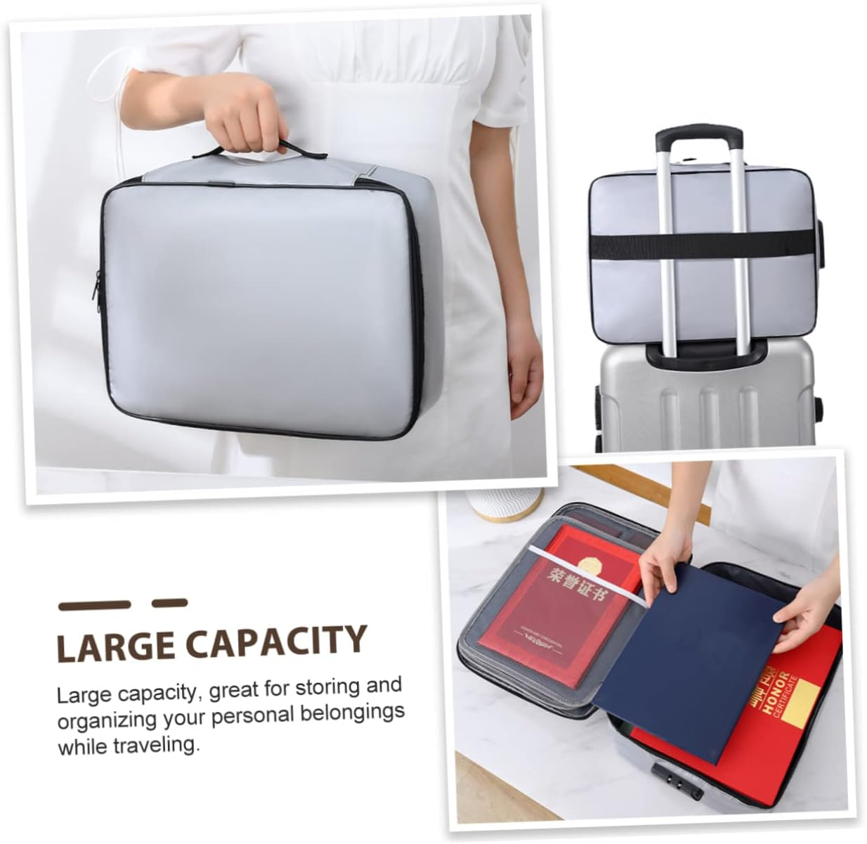 TEHAUX Fireproof Document Bag Travel Safe Bag File Storage Case for Laptop Files image number 1