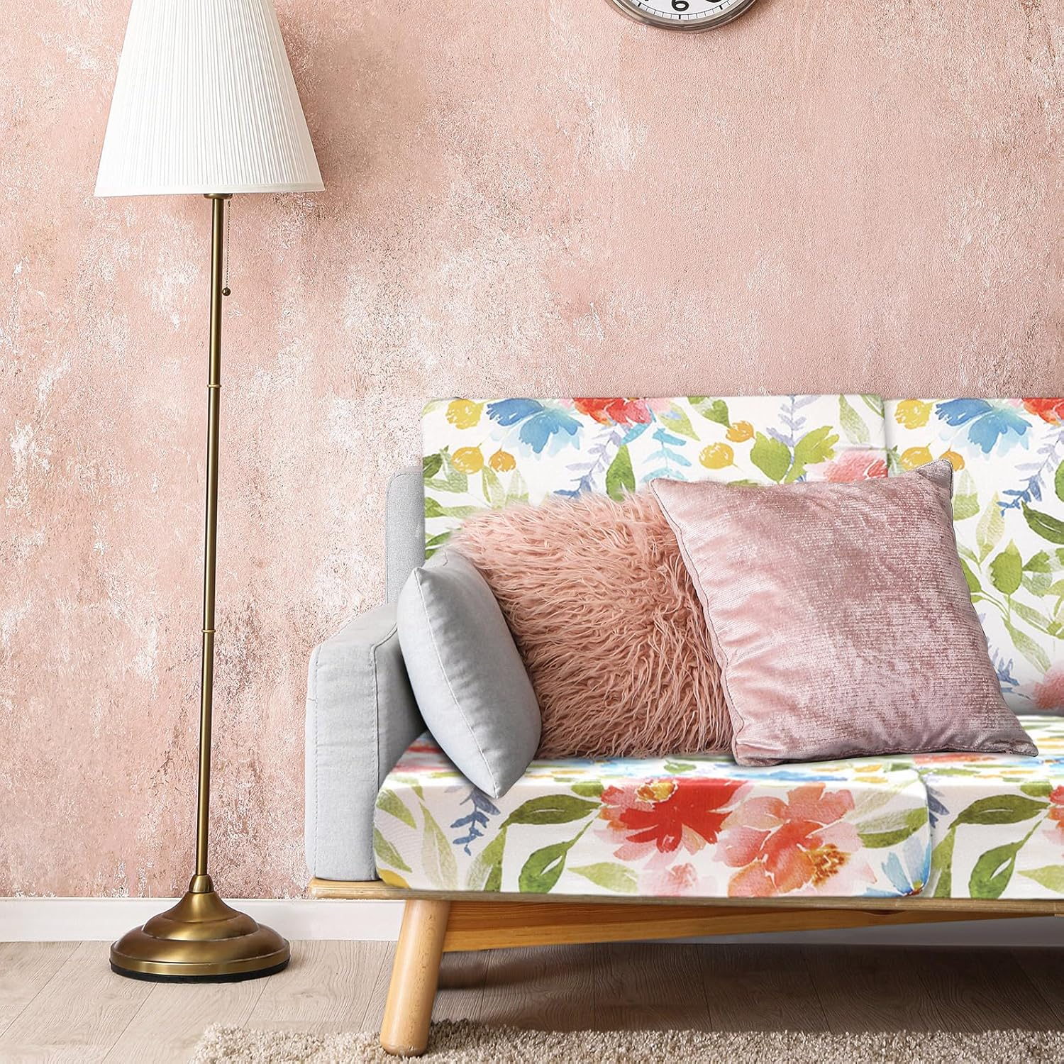 Newwiee 12 Pcs Patio Stretch Outdoor Cushion Covers Sofa Couch Covers Replacement Couch Slipcover for Sofa Seat Chair Porch Patio Furniture Protector, Flexibility and Washable(Flower,Watercolor) image number 5