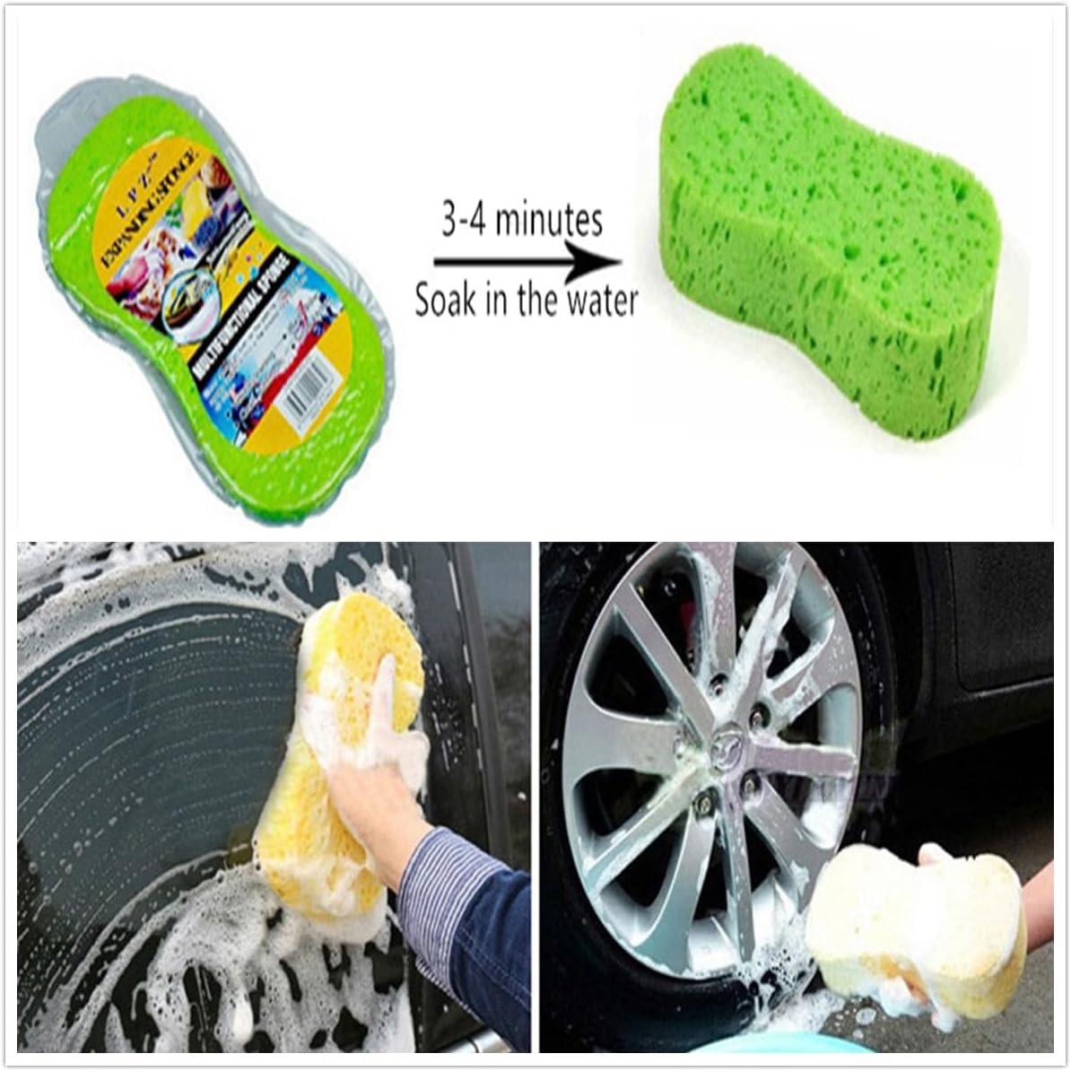 3 Pack Car Wash Sponge,Car Beauty Wash Cotton, Big High Foam, Scratch-Free Finish, Compression Sponge Does Not Deform,For Kitchen, Bathroom, Household Cleaning(Random 3-Color Mix) image number 1