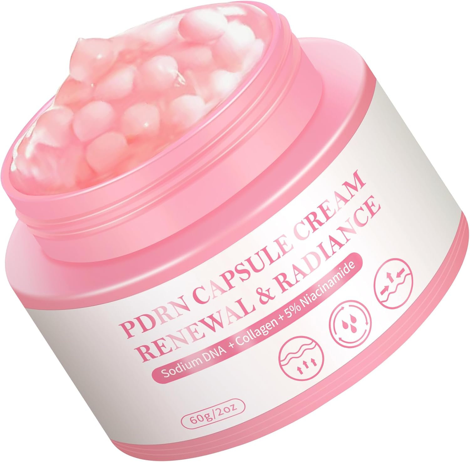 Pink PDRN Collagen Capsule Cream - 60G, Face Moisturiser with 5% Niacinamide, Sodium DNA and Collagen, Renewal & Radiance