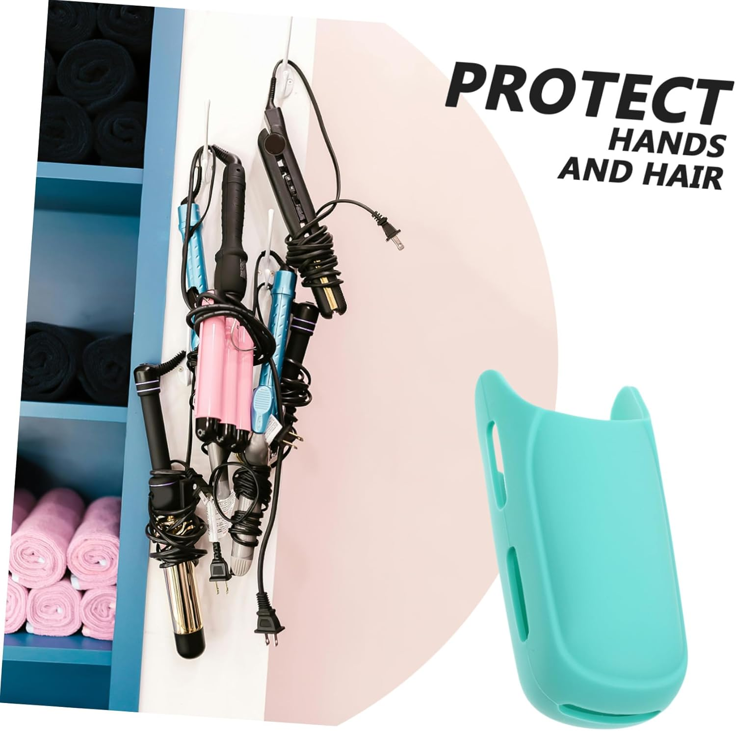 Gogogmee Silicone Hair Iron Cover Protector for Curling and Straightening Irons Heat-Resistant Holder in Light Water Green for Travel and Home Use image number 2