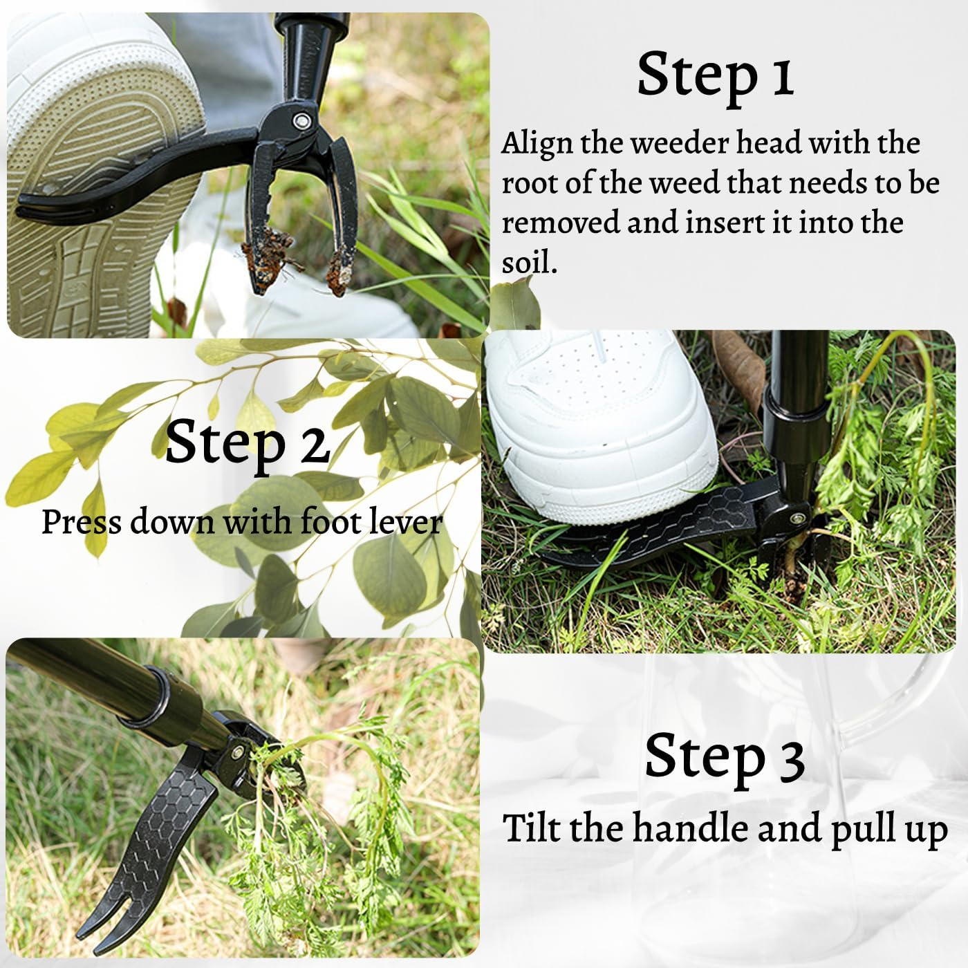 Weed Puller Tool,Stand up Weed Puller,Detachable Weed Puller,Weed Puller Tool with Long Handle,Garden Weeder Tool,4 Claw Stand up Weeder, Weeding Tool for Dandelions Root image number 3