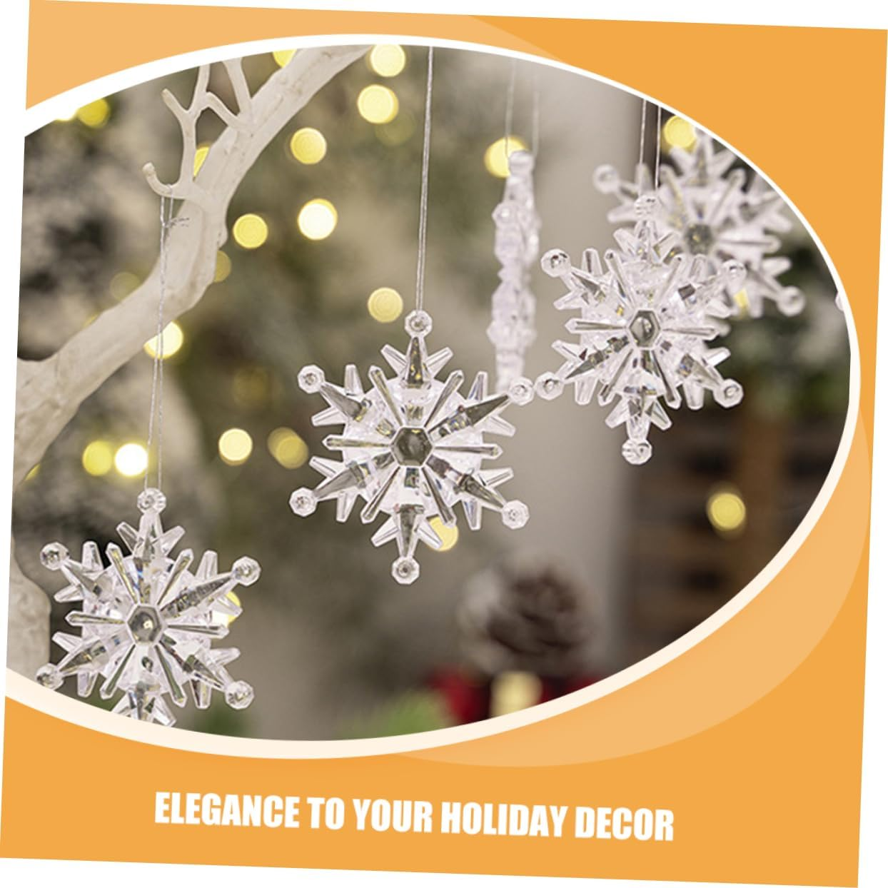 Unique Snowflake Pendant Acrylic Crystal Christmas Tree Decor Silver Christmas Decorations DIY Snowflake Ornaments for Winter Celebrations image number 6