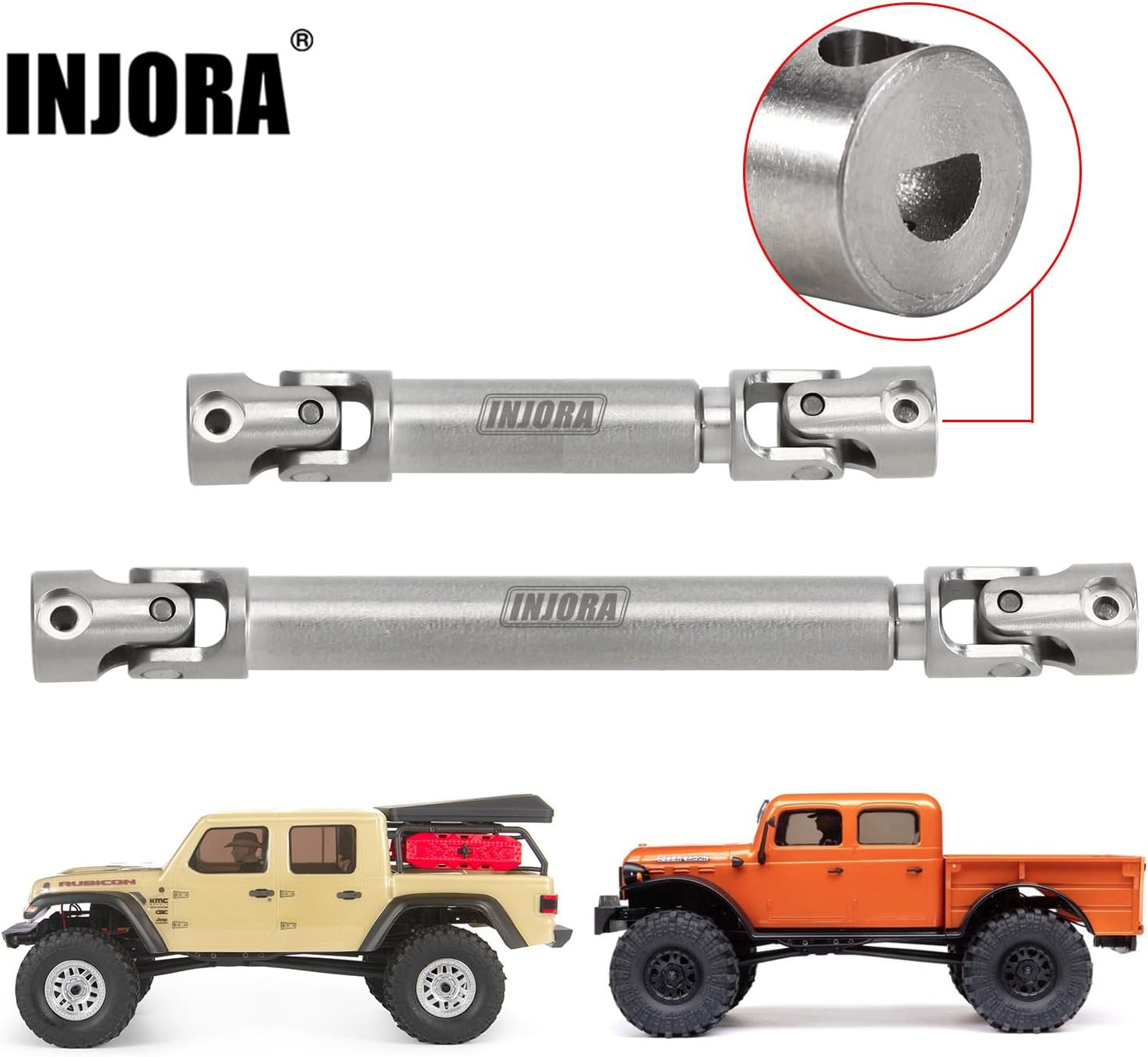 INJORA Center Drive Shaft Stainless Steel D-Shaped Hole Drive Shaft for SCX24 Gladiator 1/24 RC Crawler Axial AXI00005 Upgrade Parts image number 1