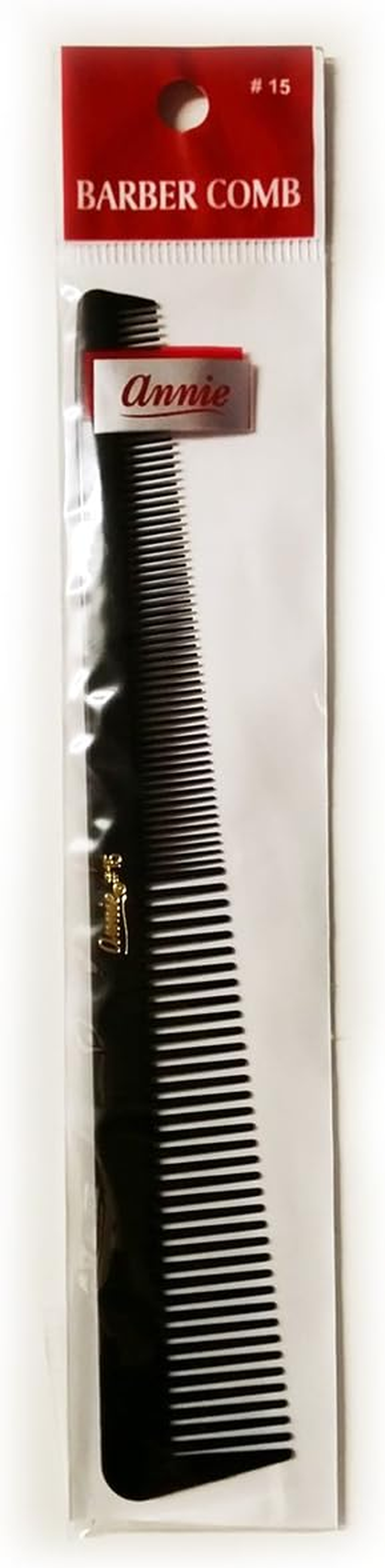 ANNIE BARBER COMB 19Cm 15 BLACK 2 DIFFERENT SIZE TOOTH
