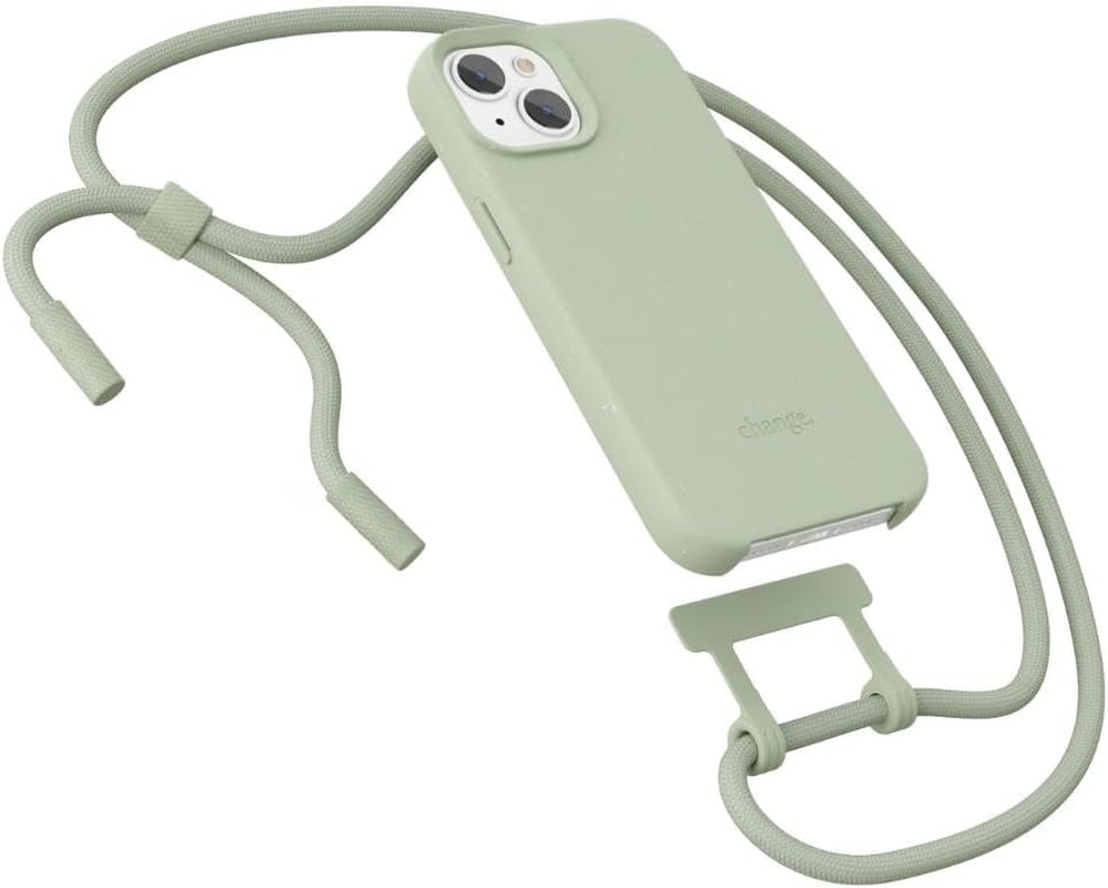 Woodcessories - Change Case, Sustainable Mobile Phone Chain Removable Compatible with Iphone 15 Case with Strap Beige Blue - Biodegradable image number 5