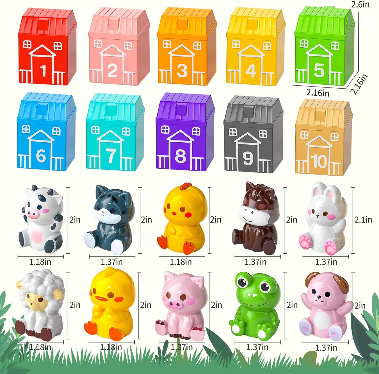 JUKUDAHU Farm Animals Toy Set for Kids 1 2 3 4 Years Old - Matched Game with 10 Barns, Counting, Color Sorting, Sensory Preschool Learning for Toddlers 1-3, Birthday Baby Boys Girls Ages 12-18 Months image number 4