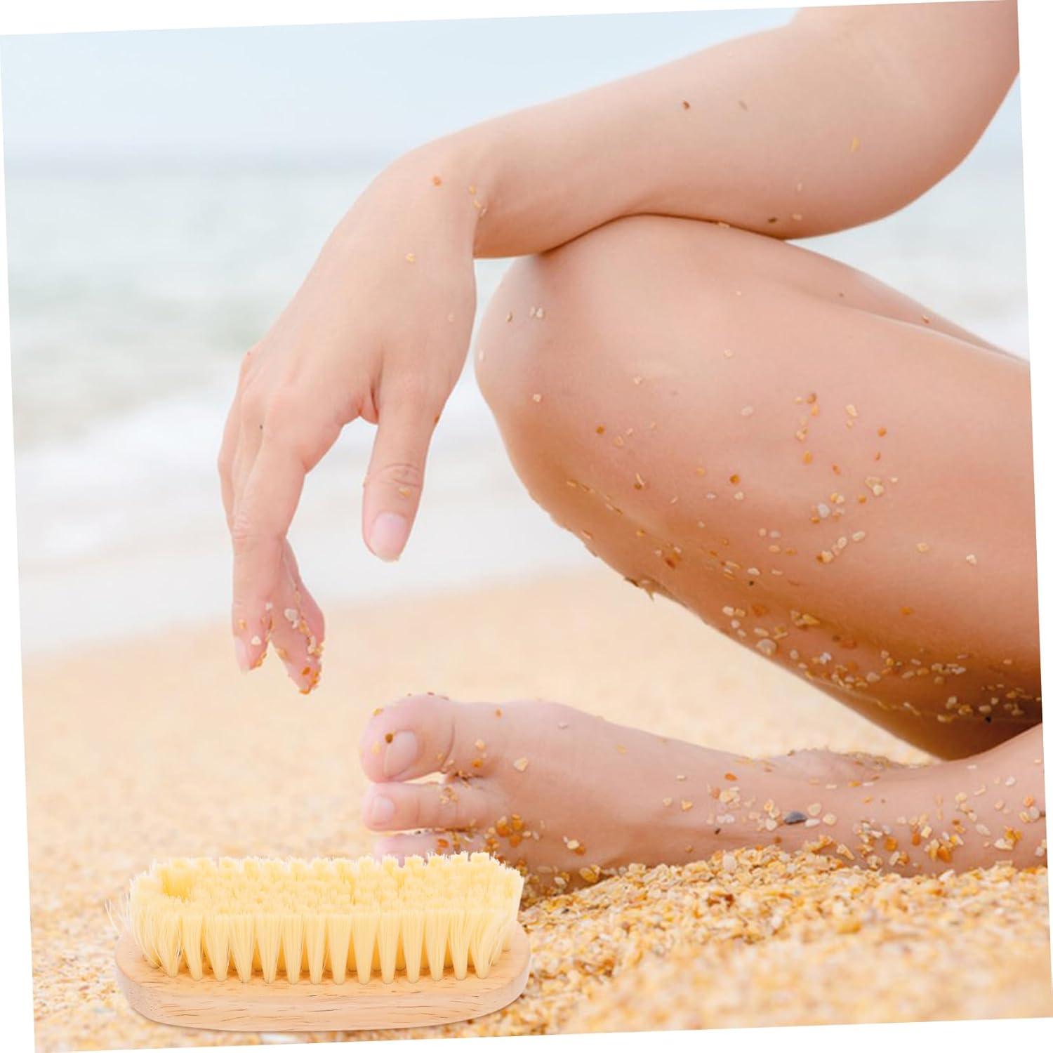 Totority Sand Removal Beach Brush Set - 2Pcs Soft Brushes for Cleaning Surf and Sand, Birch Handle image number 4