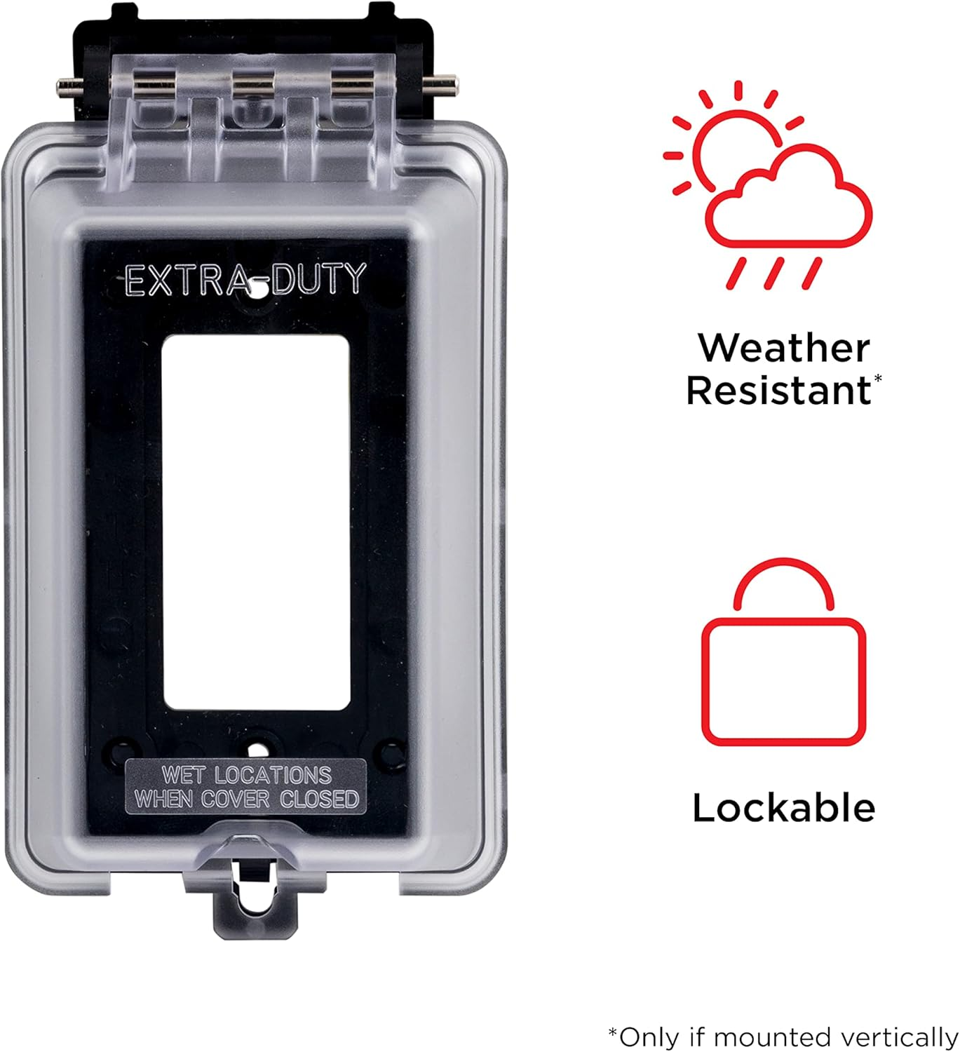 Ultrapro Outdoor Outlet Cover - Single Gang Weatherproof Enclosure, Rated for Wet Locations, Black, 49204 image number 5