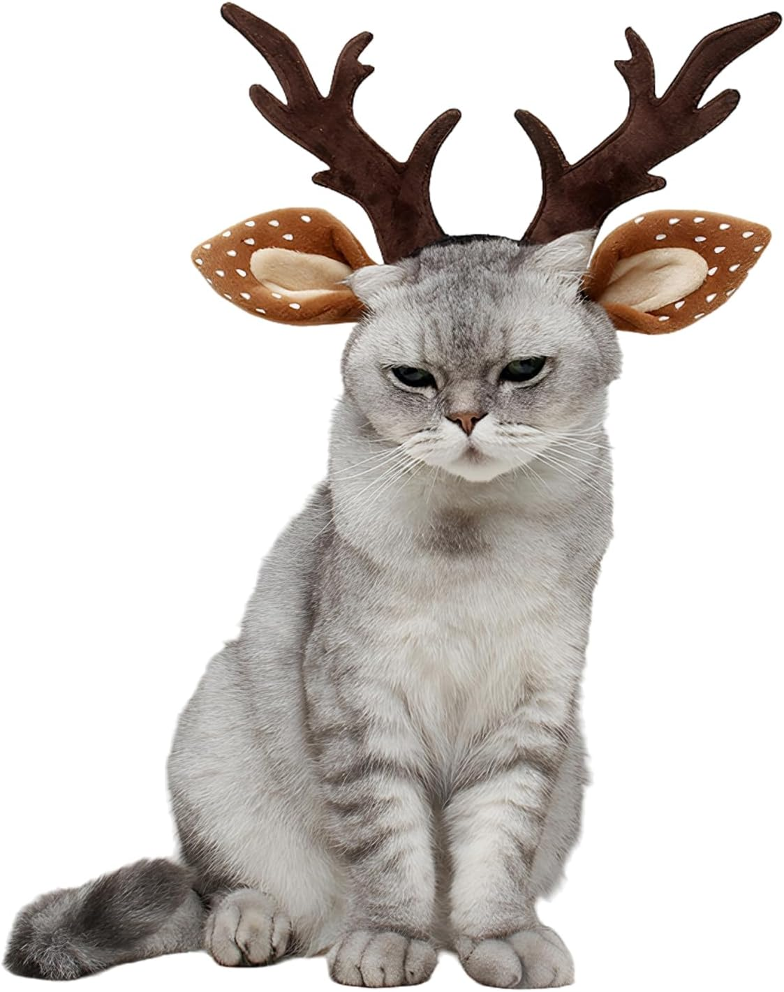 Pet Headdress Reindeer Antlers Headband Cat Dog Christmas Headband Adjustable Deer Antlers Hair Band Christmas Pet Costume for Cats, Dogs image number 5