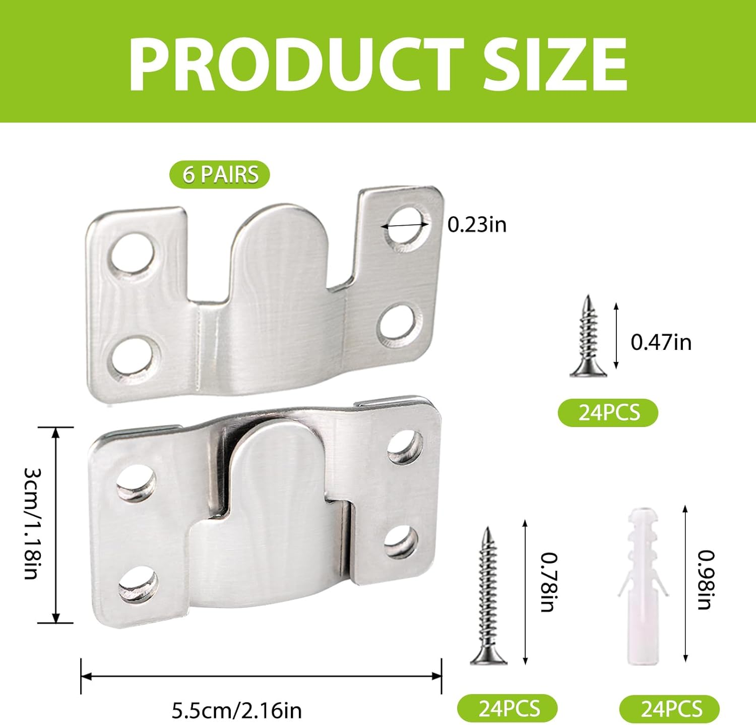 6 Pairs Flush Mount Bracket Heavy Duty Picture Hangers, 2.16 X 1.18 Inches Headboard Wall Mounting Brackets, Interlocking Photo Frame Hook image number 5