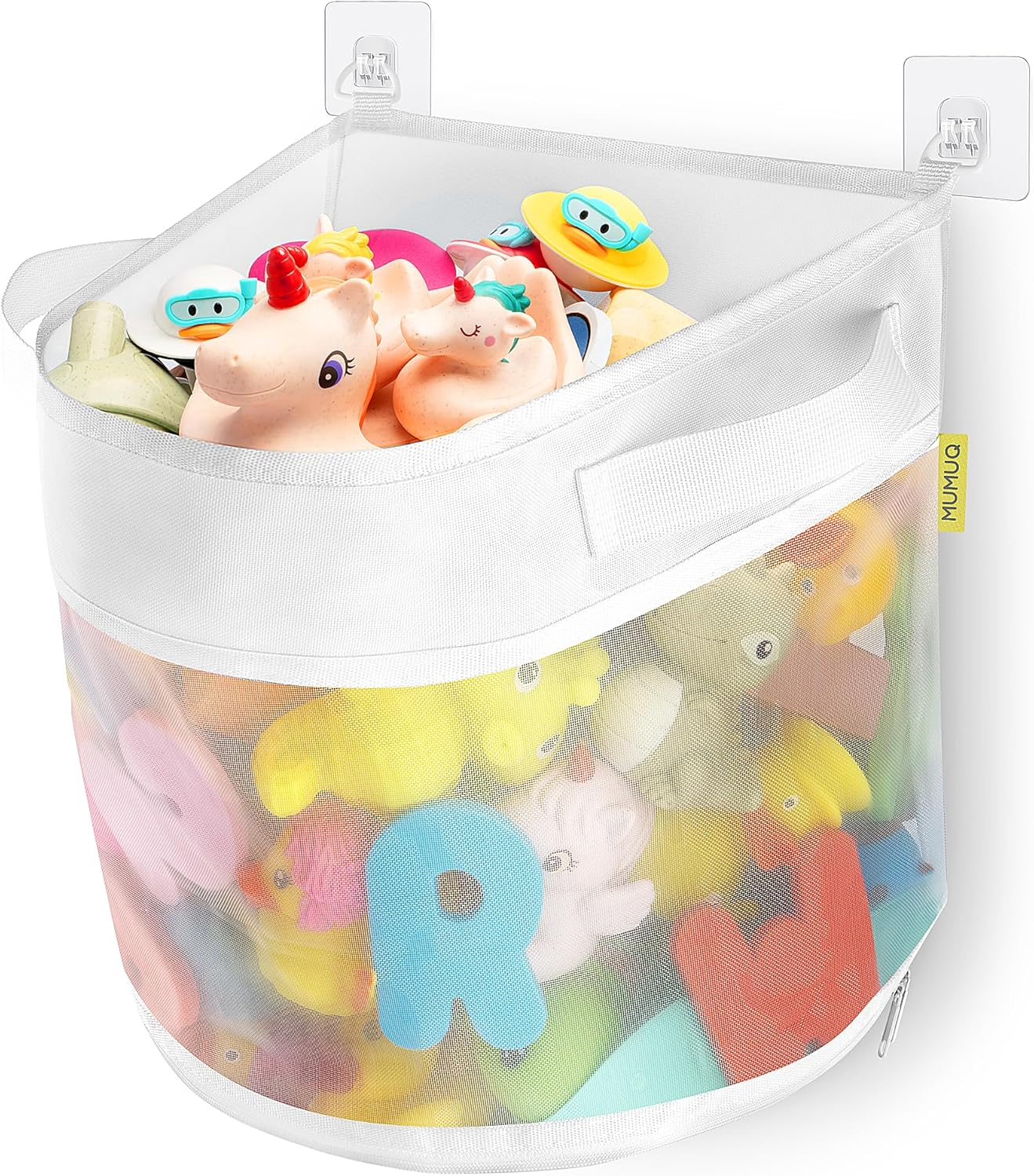 4 Gallons Bath Toy Organizer, Bottom Zipper Bathtub Toy Storage Bag, Quick Access Bath Toy Holder Baby Shower Games Bath Tub Quick Dry Baby Bath Toy Storage Accessory White image number 3