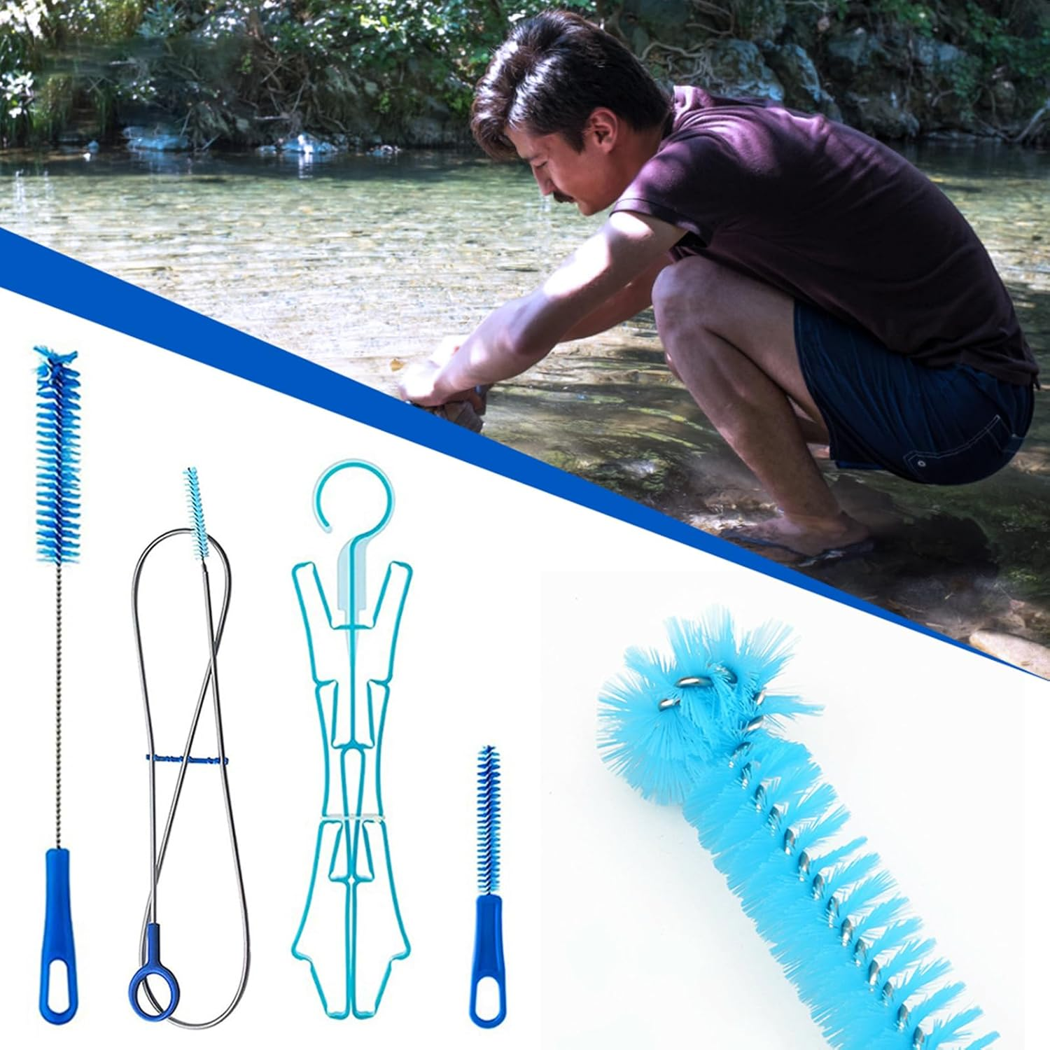 Generico Water Bag Cleaning Kit, Water Tank Cleaning Kit &ndash; Water Bottle Set for Cycling Tanks, Picnic Water Bag Tools image number 6