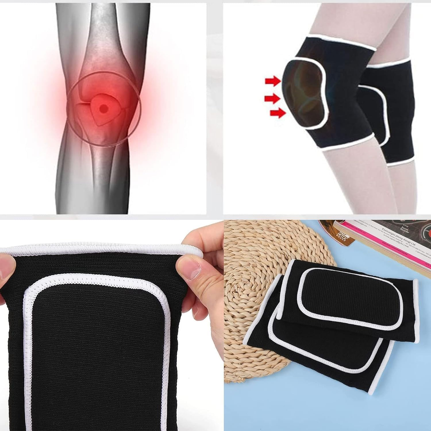 Breathable Volleyball Elbow Pads, 1Pair Black Breathable Protective Volleyball Elbow Pads, Black Basketball Elbow Wraps with Thickened Spongy Pads image number 2