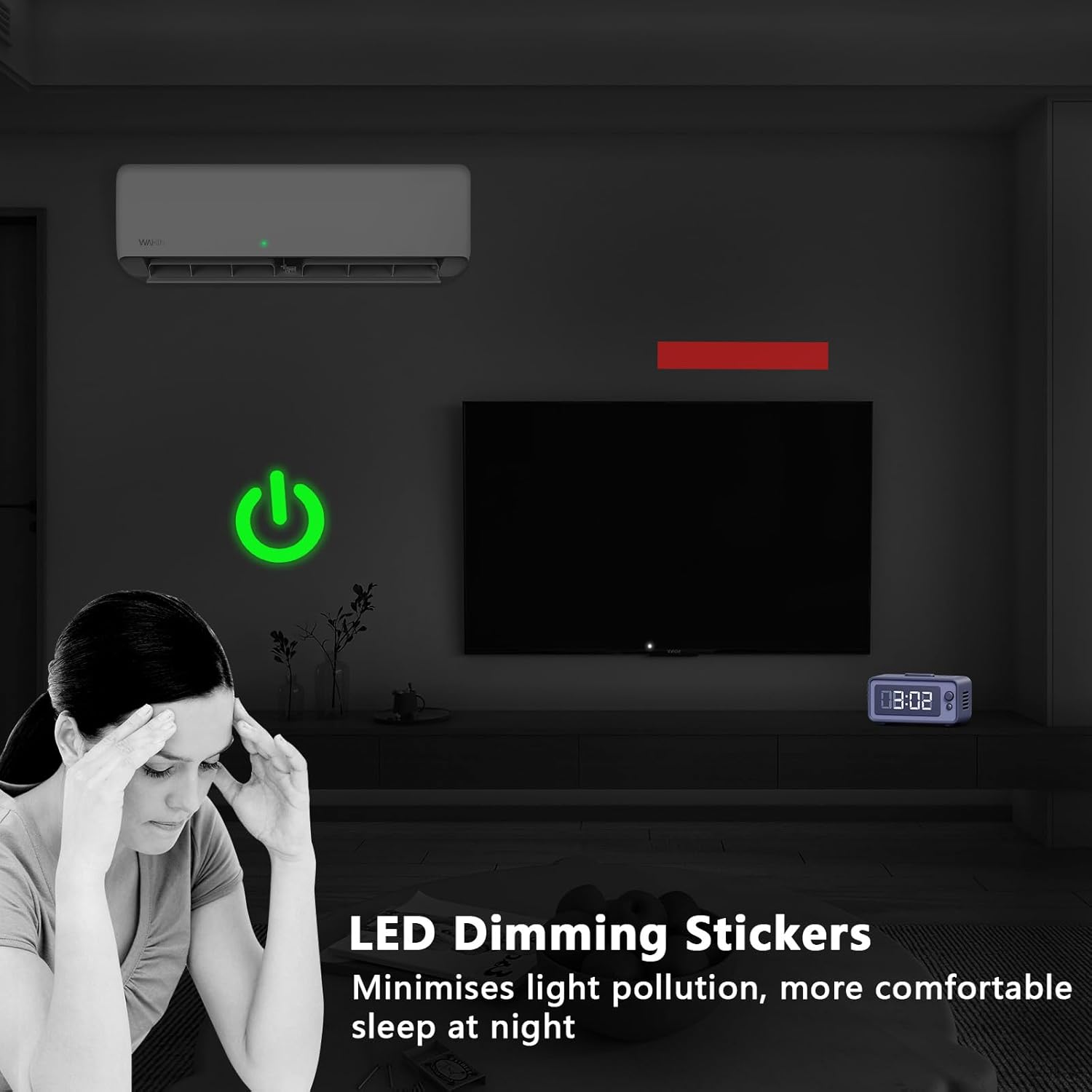 LED Light Blocking Stickers, Multiple Shapes Dimming Stickers for Creating a Comfortable Sleeping, LED Filters Dimming Sheets for Routers, Bedroom Fans, Air Conditioners [2 Sheets] image number 4