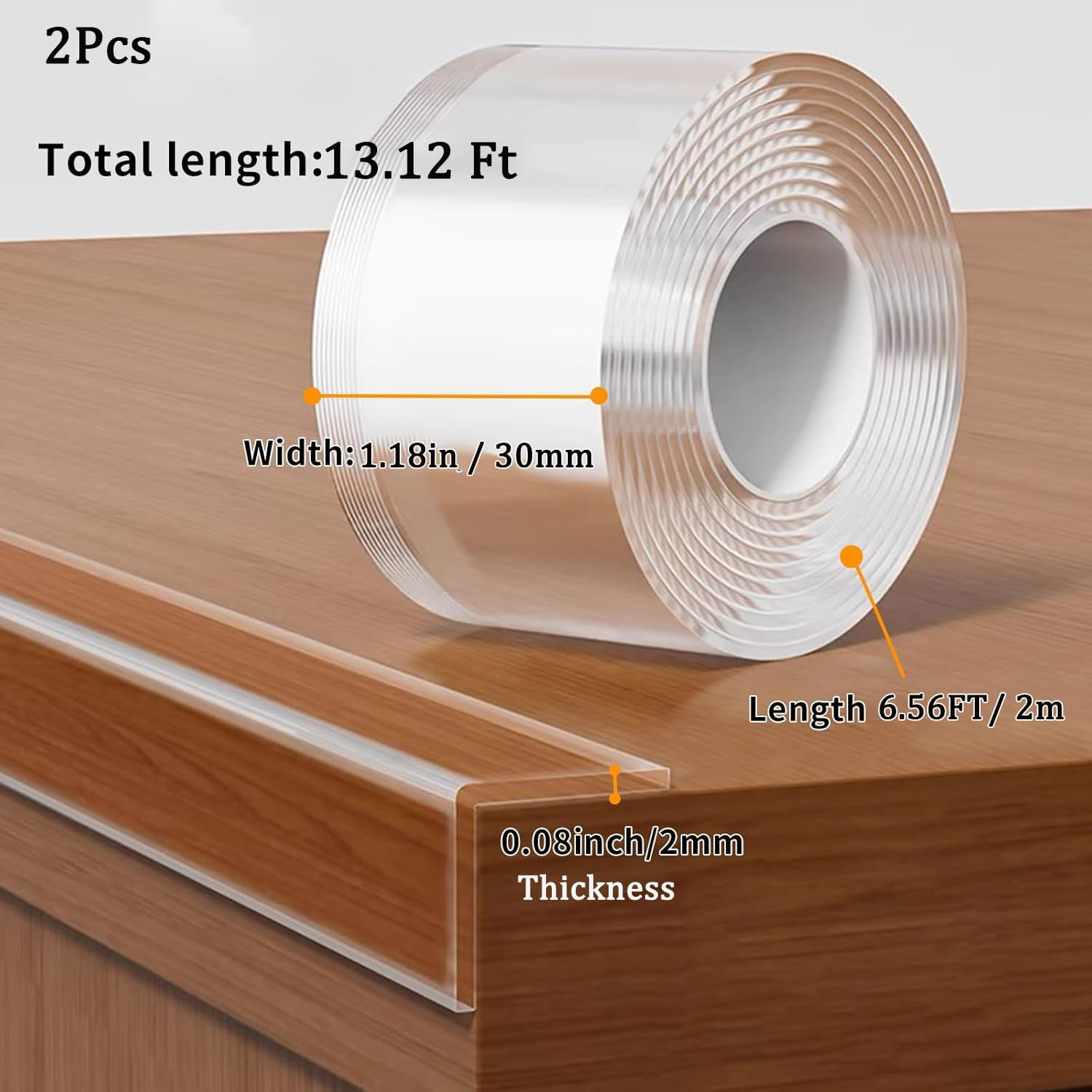 KEWAYO 2Pcs Corner Protectors Baby, Clear Edge Protector Strip, Baby Child Safety Tables Corner Guards for Furniture against Sharp Corners for Cabinets, Tables (1.18In X 6.56FT) image number 6