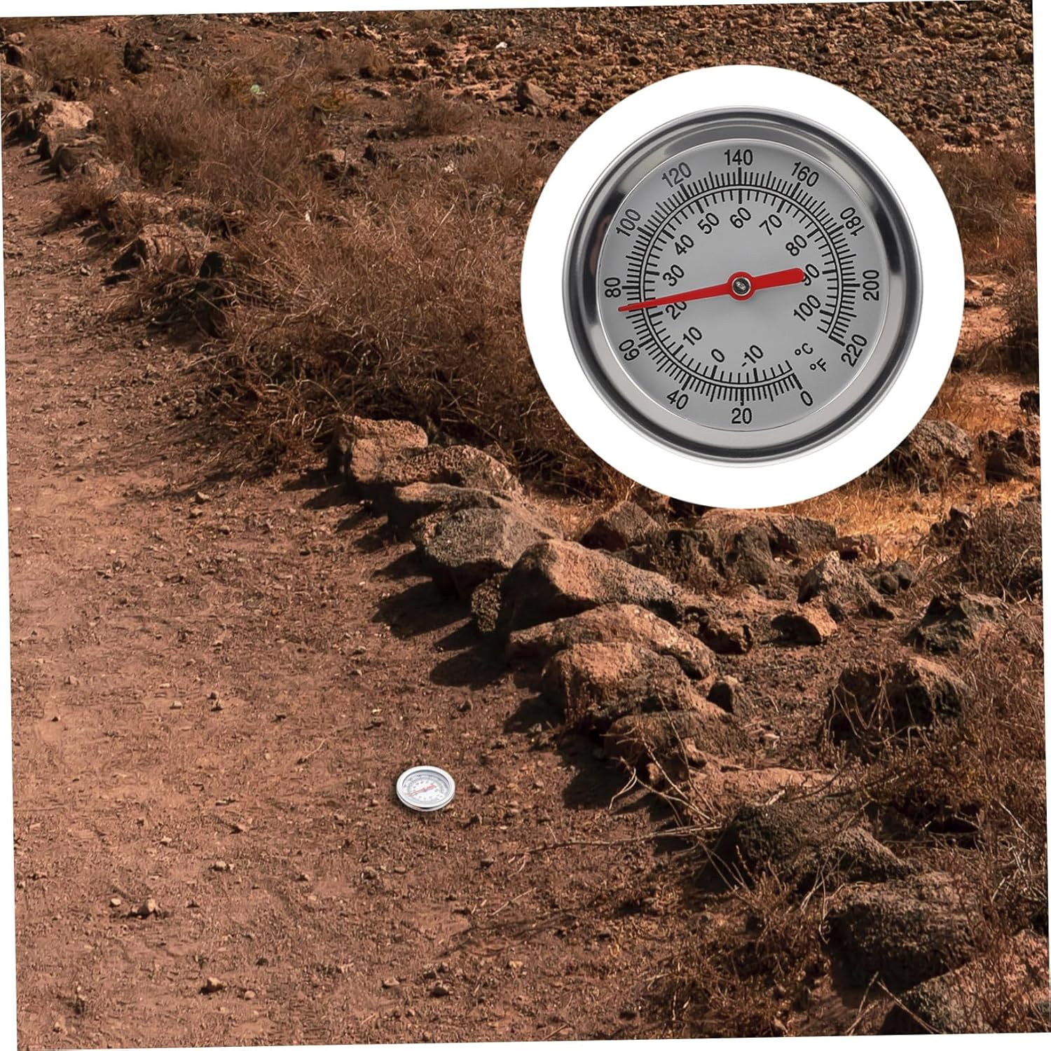 Stainless Steel Compost Soil Thermometer Extended 50Cm Probe for Gardening and Planting, Precise Soil Temperature Detector 10 to 100℃ 0 to 220℉, Single Pack image number 3