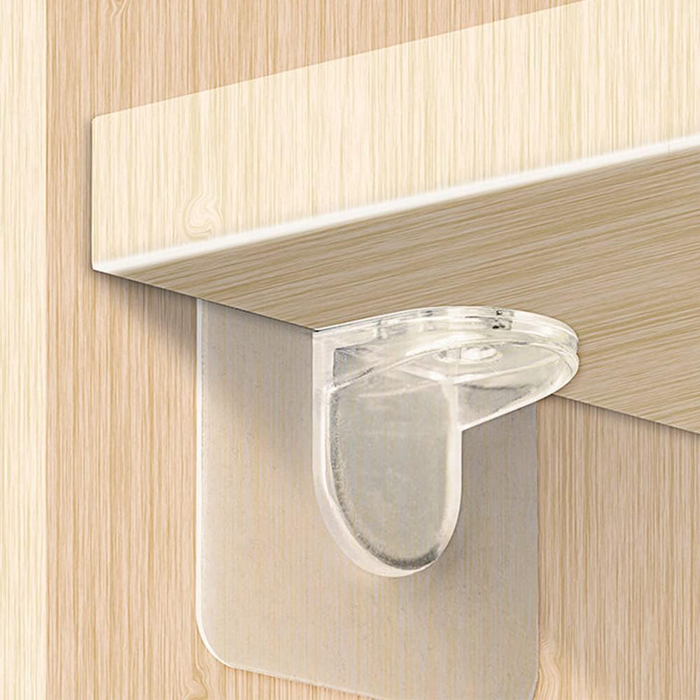 Tophomer 48PCS Adhesive Shelf Support Peg, L-Shaped Support, No Drill Wall Hangers, PP Plastic, Transparent, 6*6Cm, 5Kg Max Load