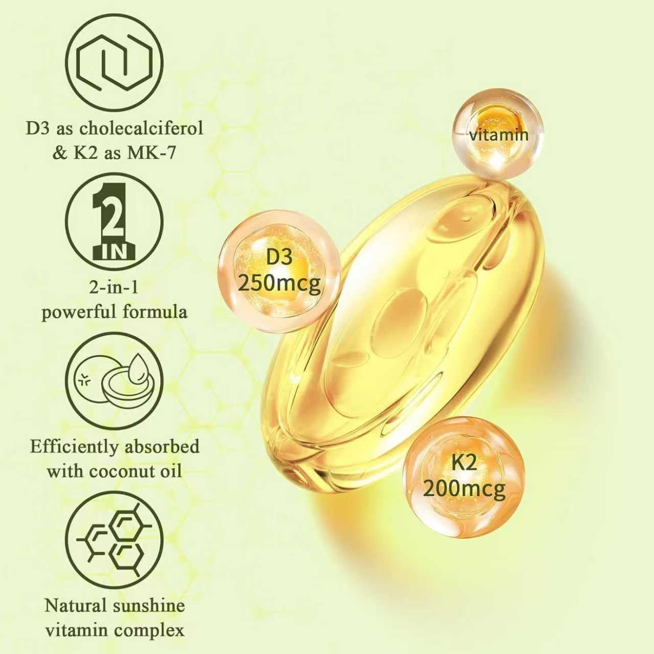 2 in 1 Vitamin D3 Supplement 10000 IU for Immune System & Bone Health Support, Non-Gmo, Gluten Free, Easy to Swallow Softgels (180 Count)