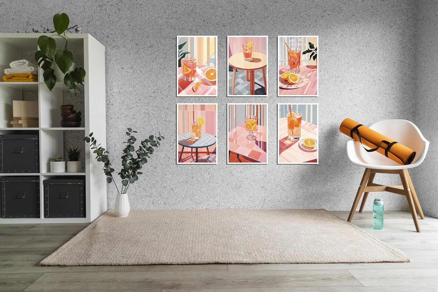 6 Pack Paint by Numbers Kit for Adults, DIY Orange Juice Acrylic Paint by Number Kits on Canvas without Frame, Cocktail Adult Paint by Number Art and Craft for Home Wall Decor 7.8X11.8Inch image number 5