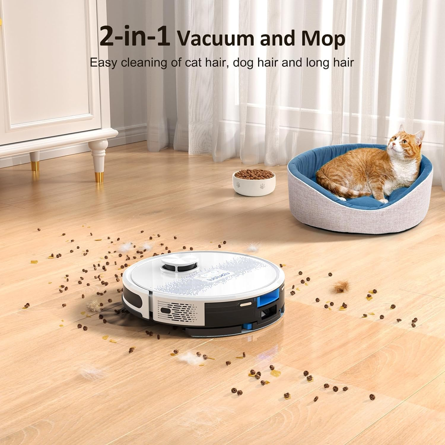 Lubluelu Robot Vacuum and Mop Combo 4000Pa, 2 in 1 Robotic Vacuum Cleaner, Lidar Navigation Laser, 5 Editable Map,10 No-Go Zones, App/Alexa, Intelligent Vacuum Robot for Pet Hair, Carpet, Hard Floor
