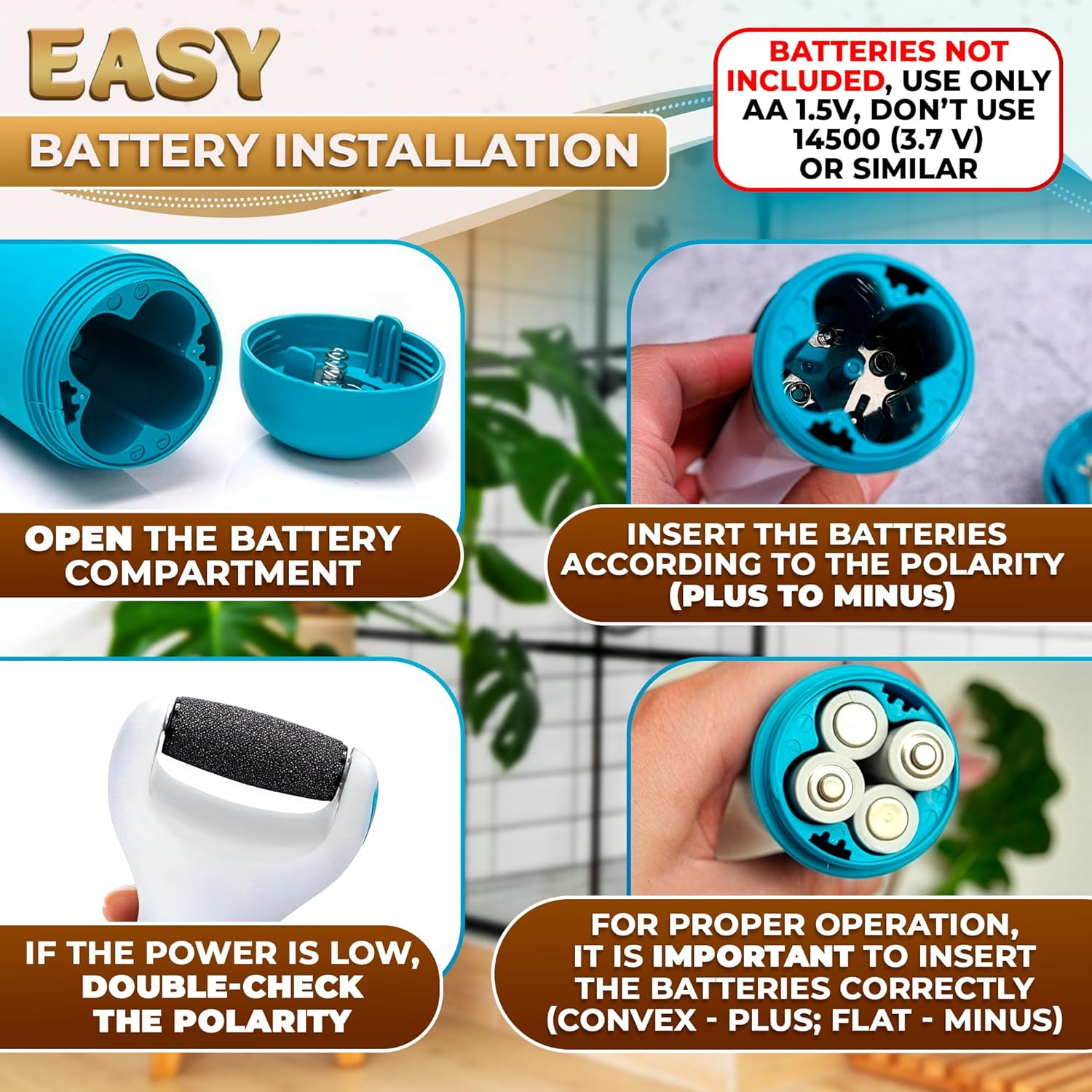 Electric Foot Callus Remover Tool | Batteries Not Included &ndash; High-Speed Foot Grinder with Easy-To-Replace Roller &ndash; On-The-Go Electric Callus Remover for Feet | Pedicure Tools for Feet Smoothing image number 2