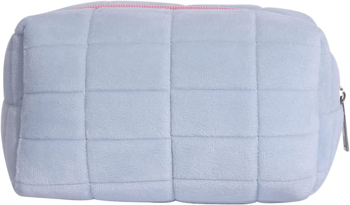 LYDZTION Plush Makeup Bag Cosmetic Bag for Women,Zipper Large Solid Color Travel Toiletry Bag Travel Make up Toiletry Bag Washing Pouch, White