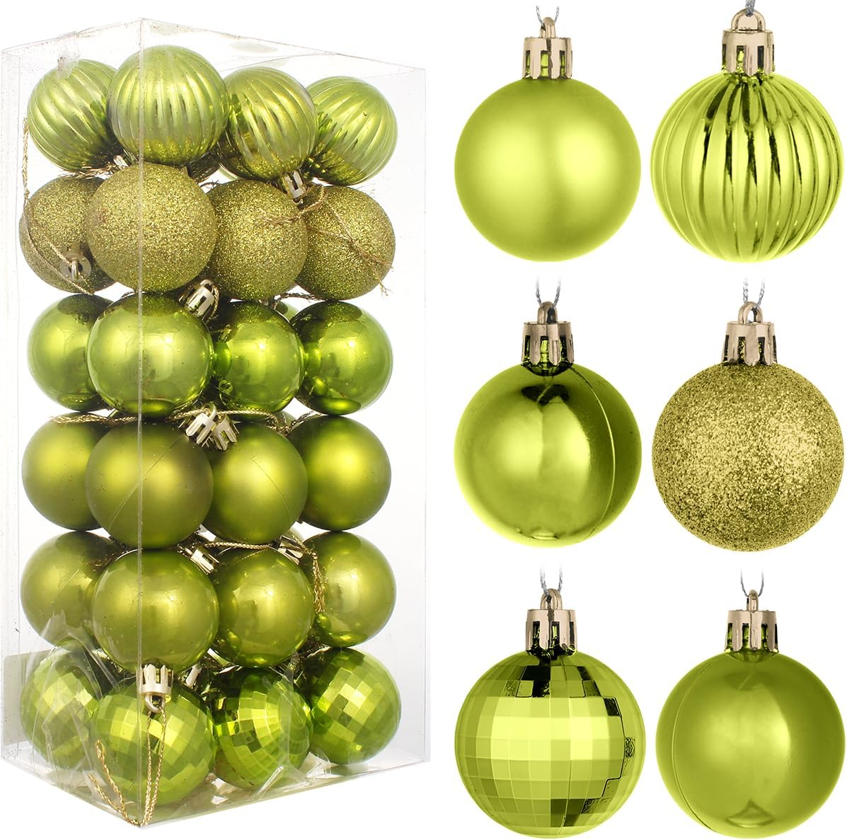 Christmas Baubles, H HOME-MART 36Pcs 4CM/1.57IN Small Xmas Tree Christmas Decorations, Shatterproof Christmas Balls Ornaments, Christmas Tree Decorations Ornaments