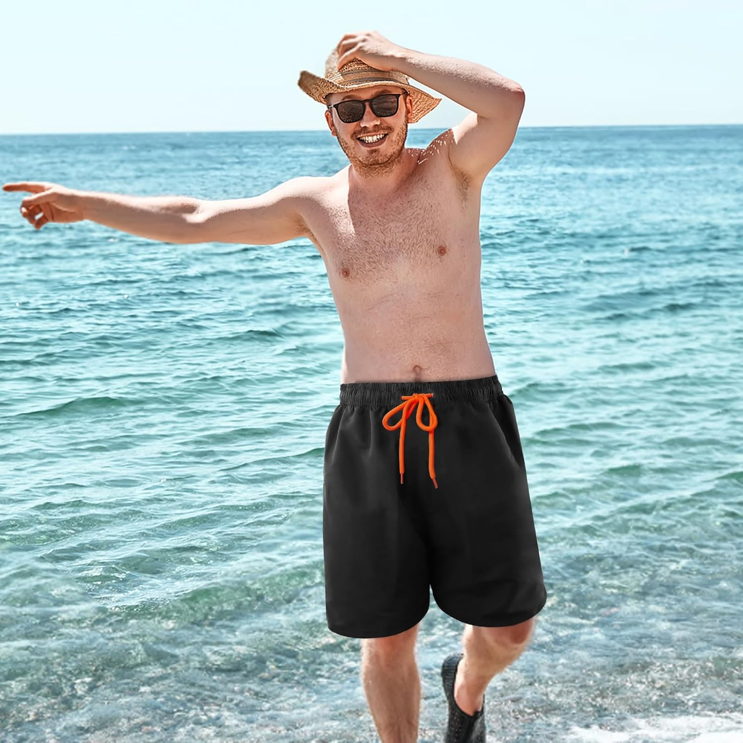 Eclove Men'S Swim Shorts, Men'S Swimming Trunks, Swimwear, Sports Shorts, Short Beach Shorts, Drawstring Training Shorts, Quick-Drying