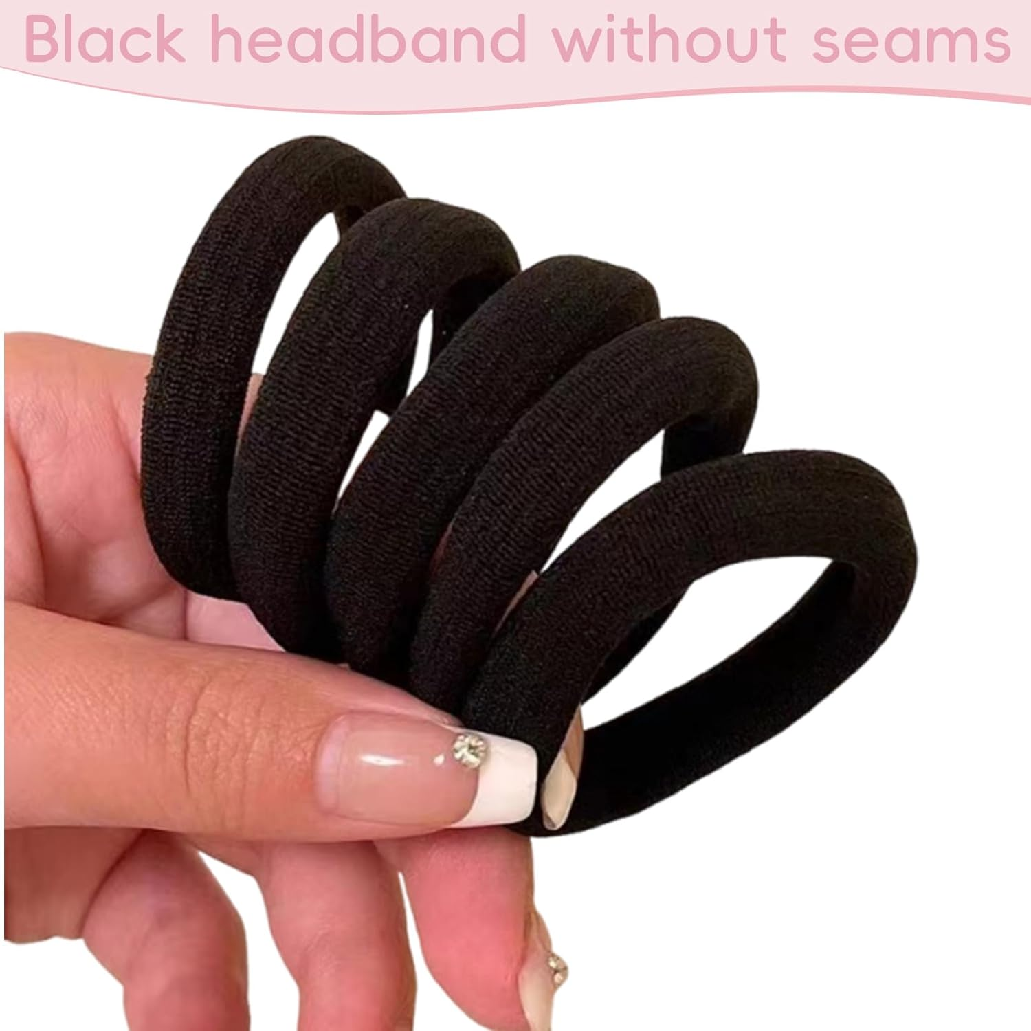 Pack of 30 Seamless Hair Bobbles, Hair Scrunchies for Women, Seamless Scrunchies, Black, Elastic Hair Rings, Cotton, Wide Hair Rings, for Thick Hair, Girls and Women, for Ponytail Bun image number 3