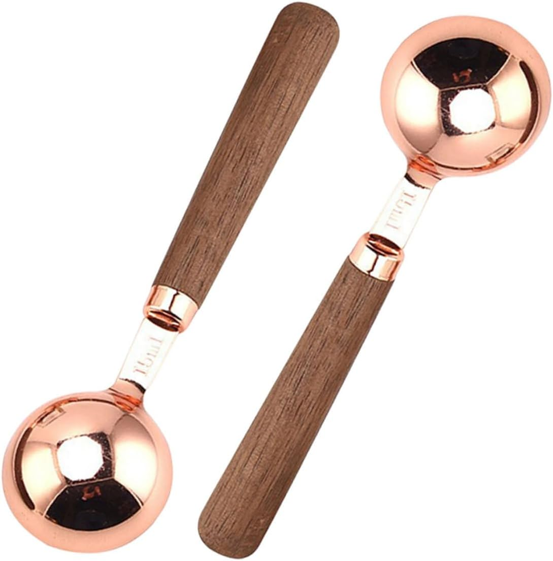 Hohopeti 2Pcs Measuring Spoons Spice Scoops Kitchen Measure Spoons Wooden Handle for Coffee Beans Tea Leaves image number 1