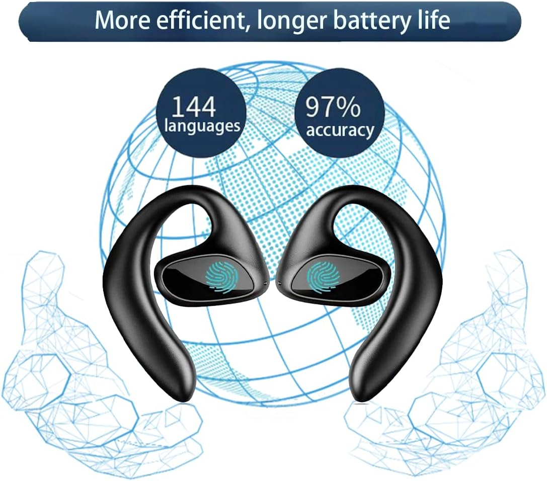 Meacode AI Translation Earbuds, AI Translation Earbuds Real Time with 156 Real - Time Languages for Business, Learning & Travel (Black) - White image number 2