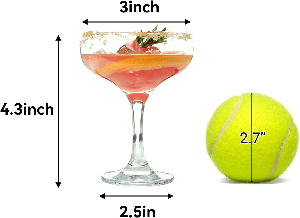 Super Margarita Daiquiri Manhattan Martini Glass Drinking Set, Mini Cocktail Set of 6 Classic Martini Glasses 5 Ounce Ideal for Home Bar Parties and Entertaining image number 3