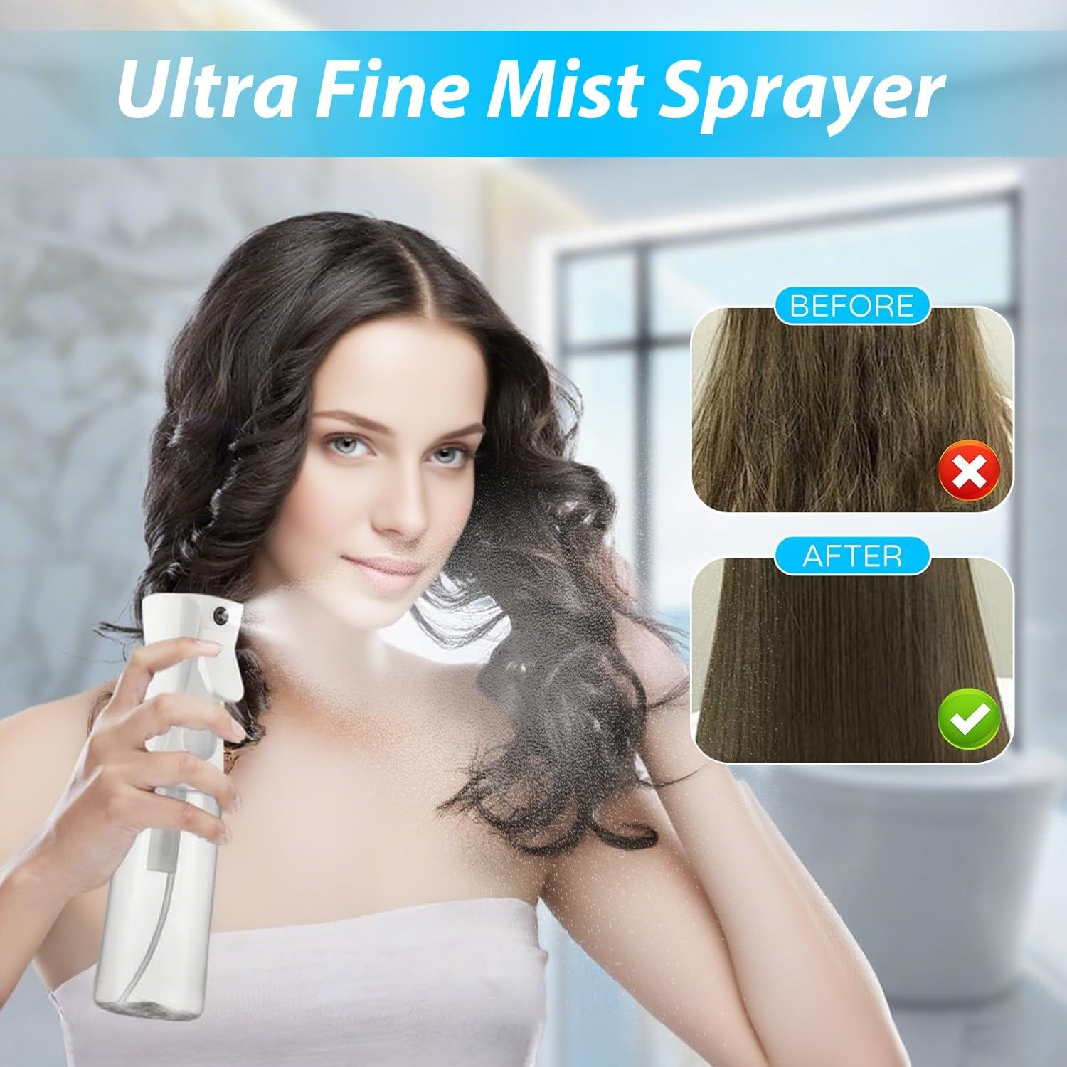 2 Pack Continuous Spray Bottle, 200Ml Hair Spray Bottle, Pressurized Ultra Fine Mist Water Sprayer Bottles for Hairstyling, Salons, Plants, Kitchen, Cleaning, Travel image number 2