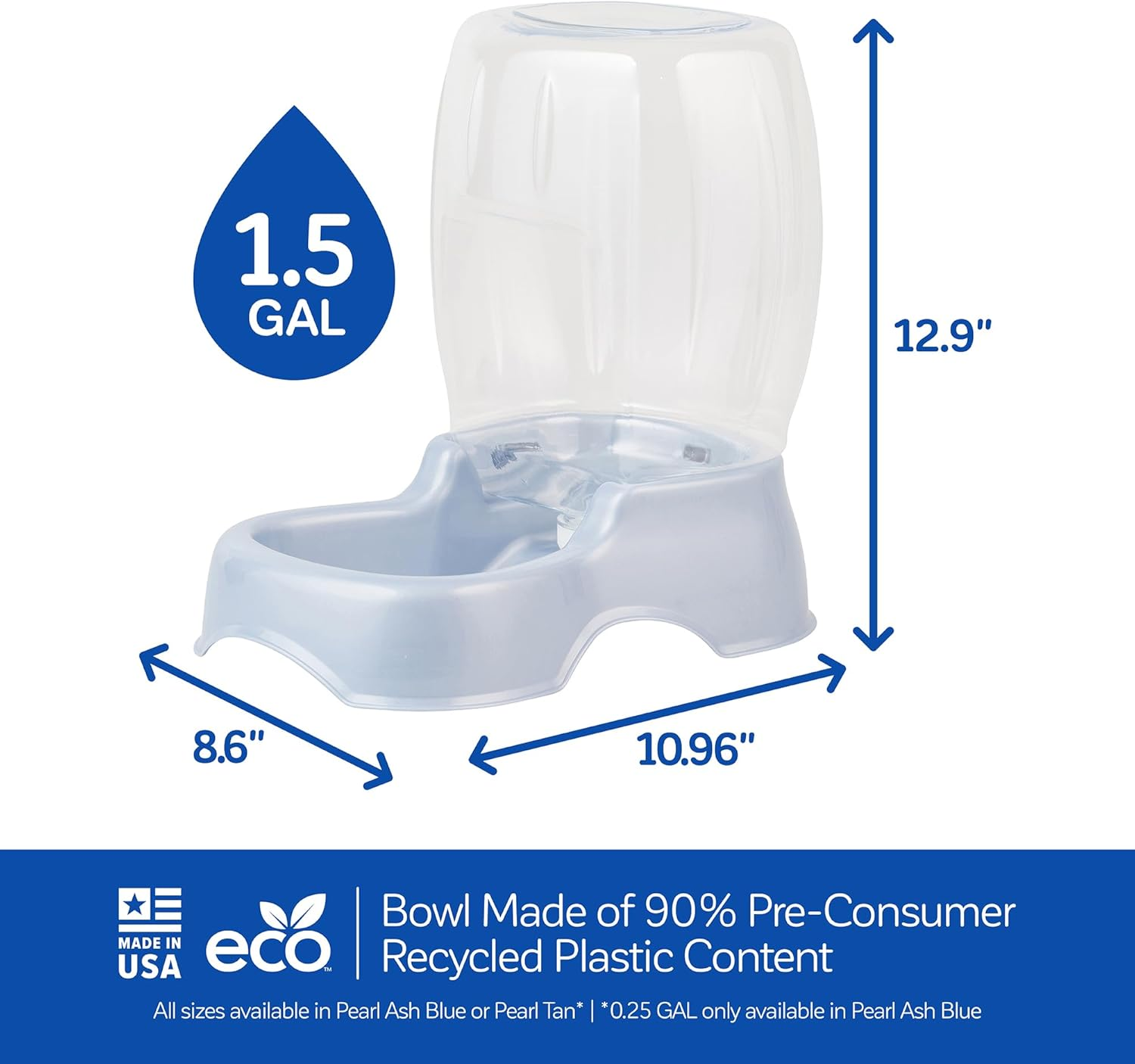 Petmate Pet Cafe Gravity Waterer Cat and Dog Water, Pearl Ash Blue,1.5 GAL, Made in USA image number 5