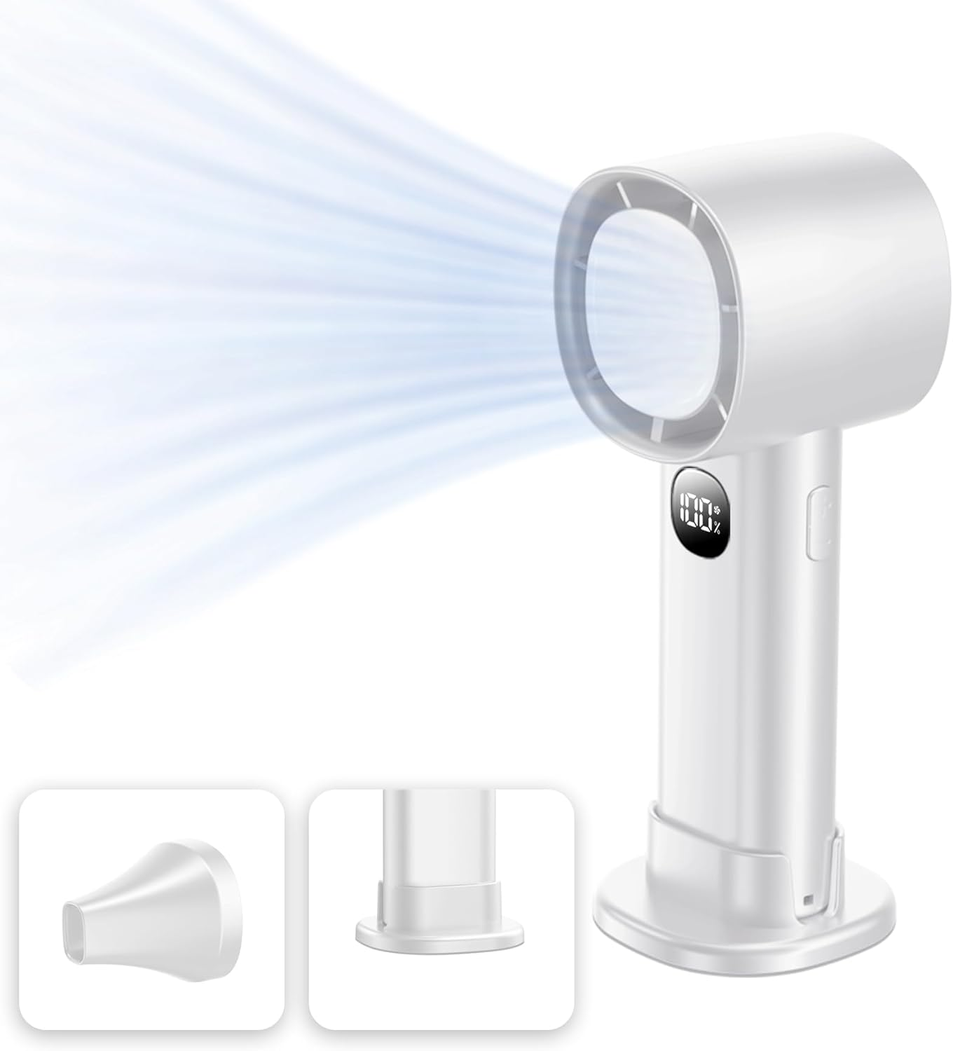 Mini Handheld Fan, Portable Hand Fan, 5000Mah Rechargeable Fan with Display, 100 Wind Speed Levels, Night Light Function, Silver