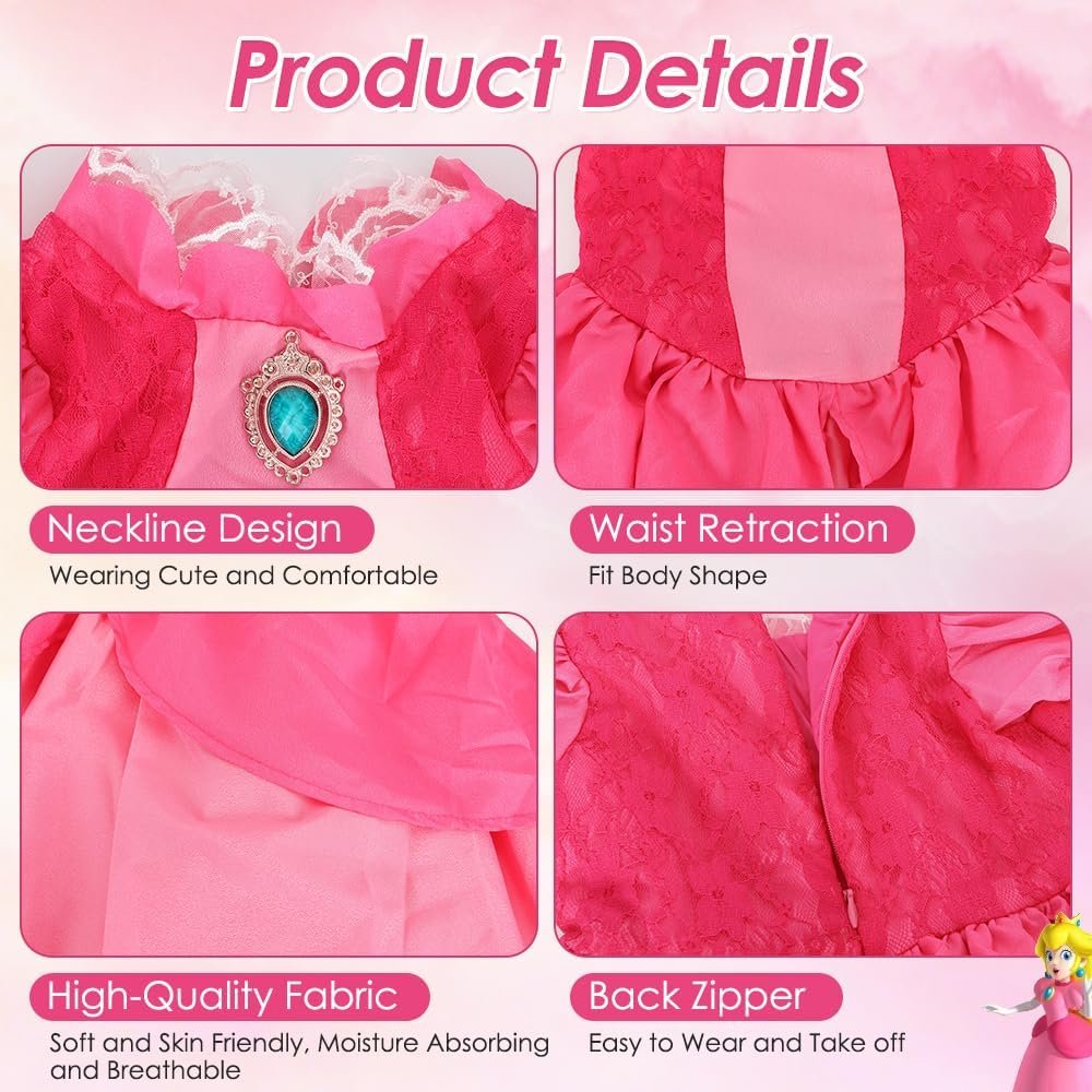 AUTOWT Princess Costume for Girls, Toddler Princess Cosplay Dress Up, Halloween Cosplay Costume for Christmas Birthday Party Gown, Aged 3-8(120) image number 5