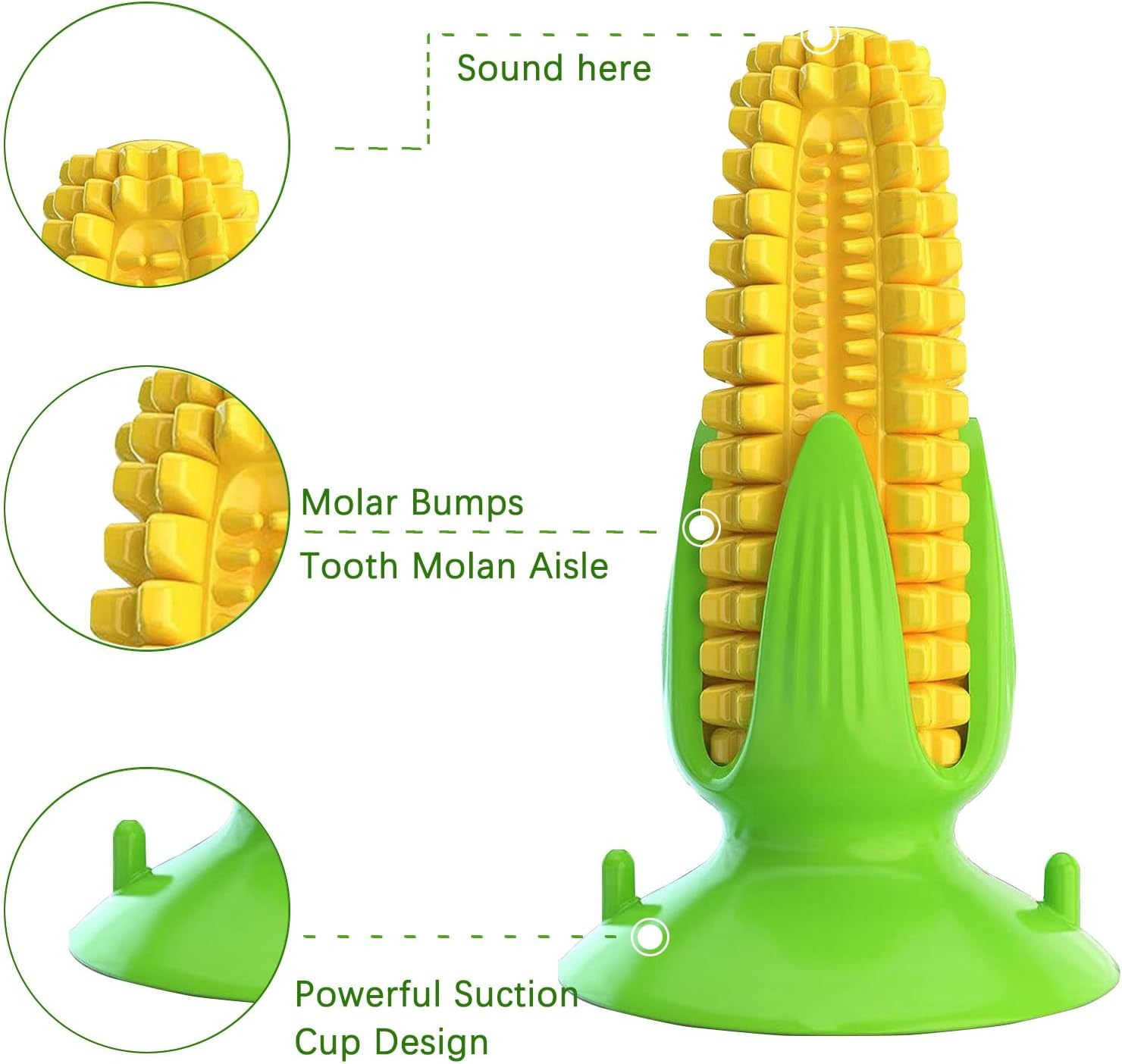 Dog Chew Toys Puppy Teething Chew Toys, Corn Stick Tough Training Toys That Clean Teeth, Squeaky Suction Cup Toothbrush Interactive Toy for Small to Medium Dogs