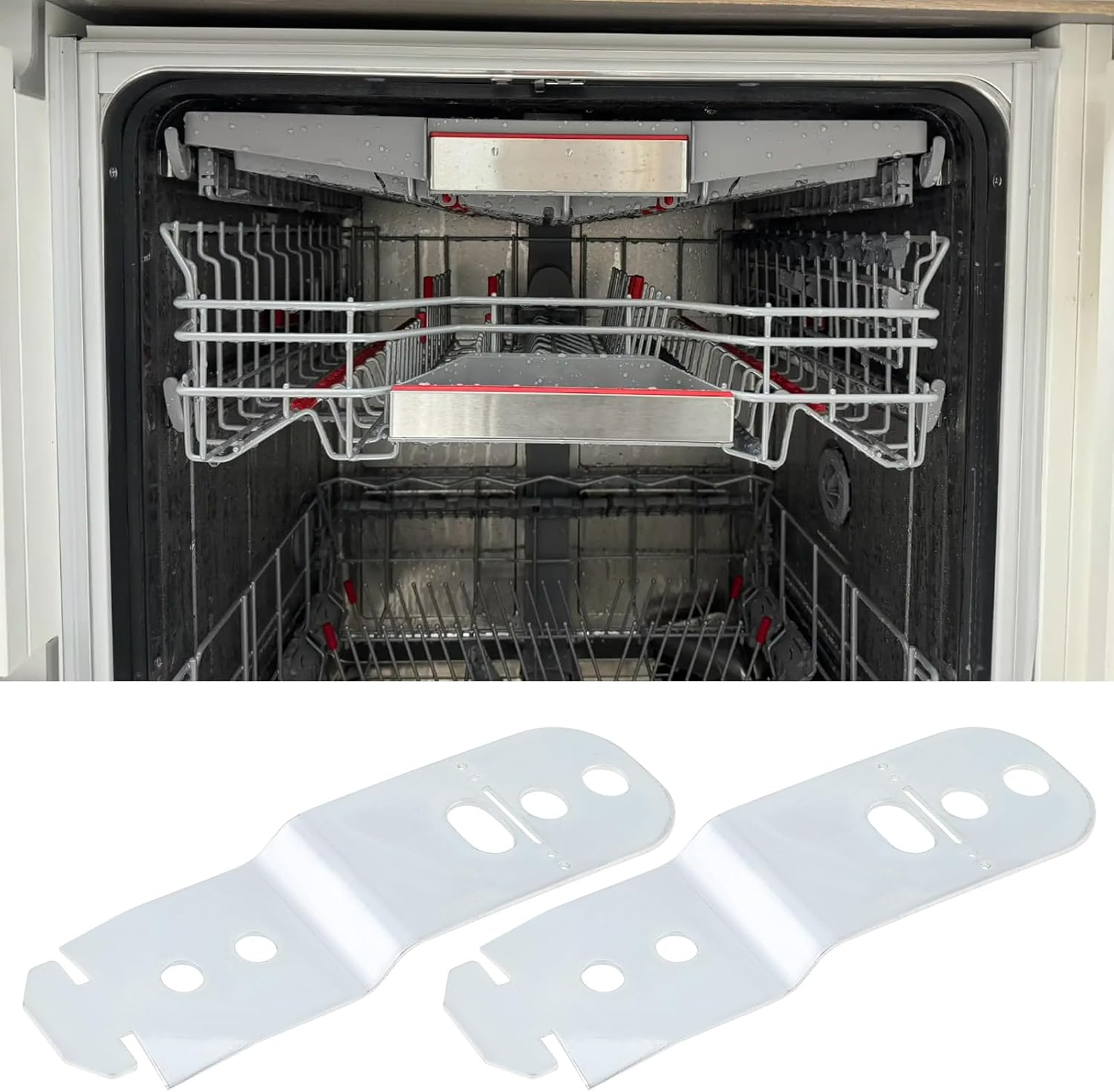 YINETTECH 2PCS Dishwasher Mounting Bracket Compatible with Bosch OE 00619985 628371 EA347878 AP4538351 00628371 87.8X25.6Mm with Screws Dishwasher Fixing Plate image number 3