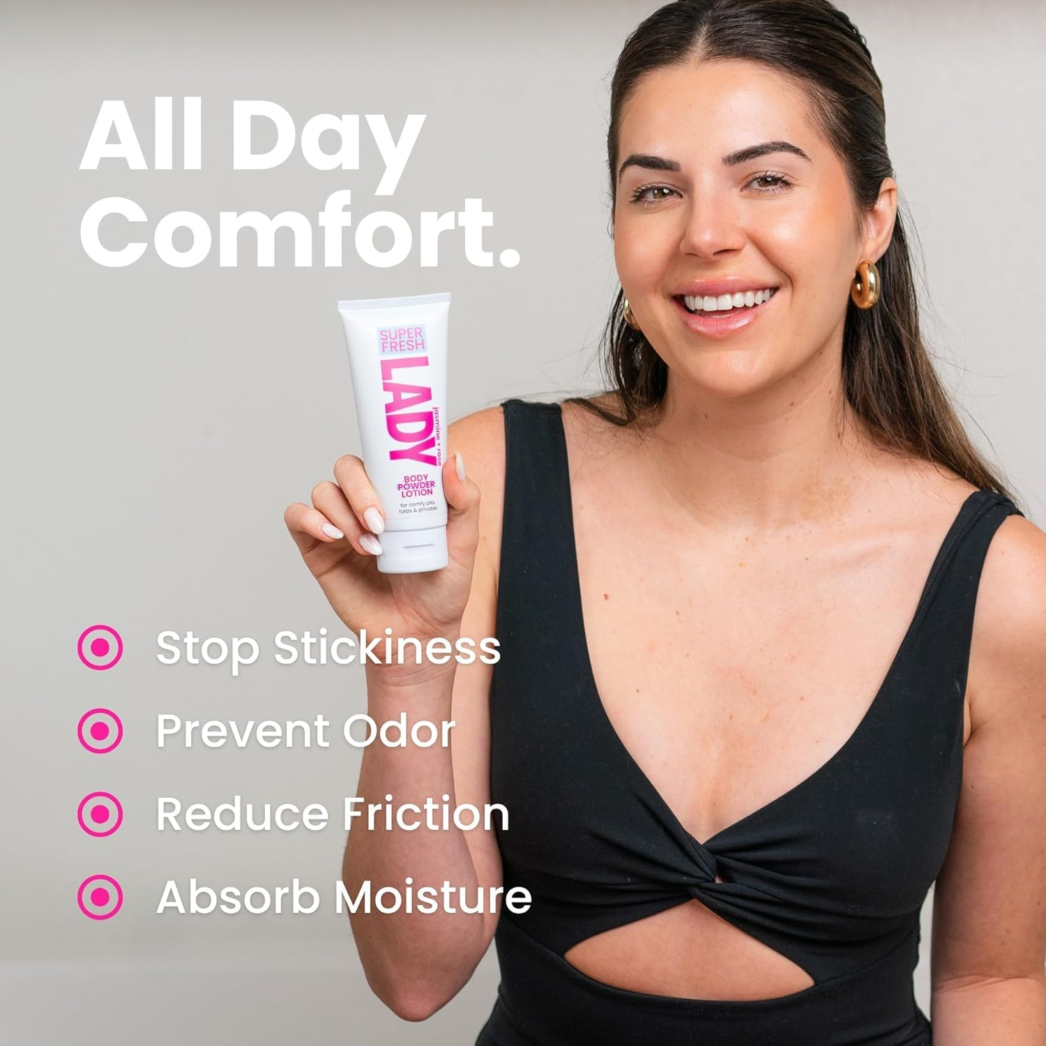 Body Powder Lotion and Deodorant for Women Aluminum Free Powder Cream for Privates Body and Lady Parts Jasmine Rose Scented Feminine Care for Odor and Chafing Relief 4 Oz Travel Friendly Tube image number 3