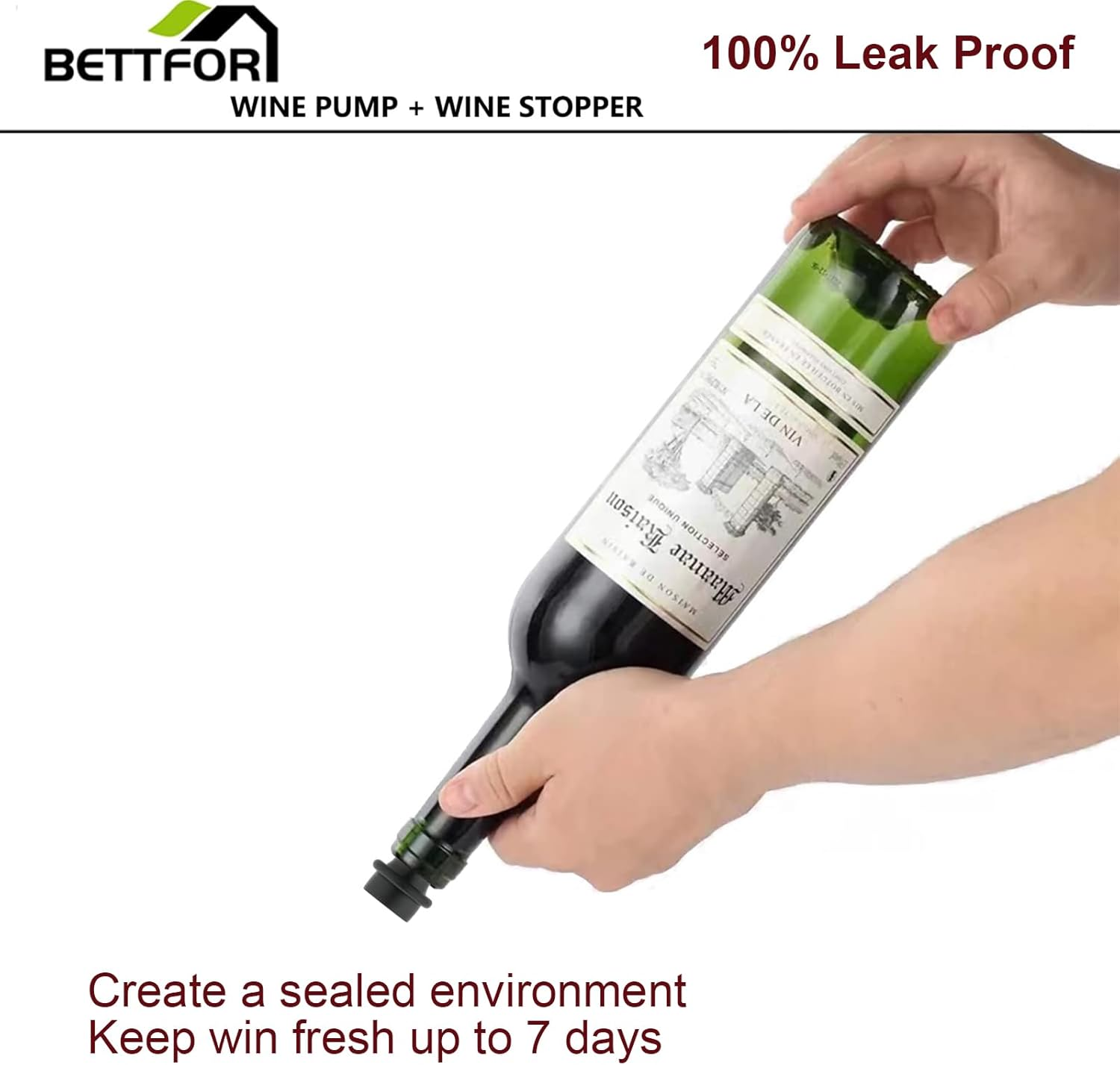 Wine Saver Pump with 4 Vacuum Wine Stoppers, Wine Bottle Stoppers with Food Grade Silicone Leak Proof Keep Fresh Suitable for All Standard Wine Bottles image number 4