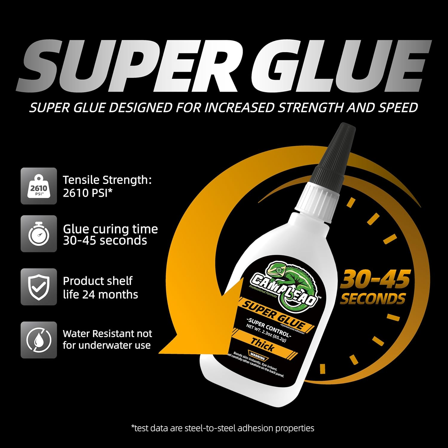 Thick Super Glue, 4.6 Oz Super Control Cyanoacrylate (CA) Glue, Extra Caps and Microtips, 2610 PSI High Strength Instant Adhesive for Wood, Metal, Large Gap, Archery Fletching image number 5