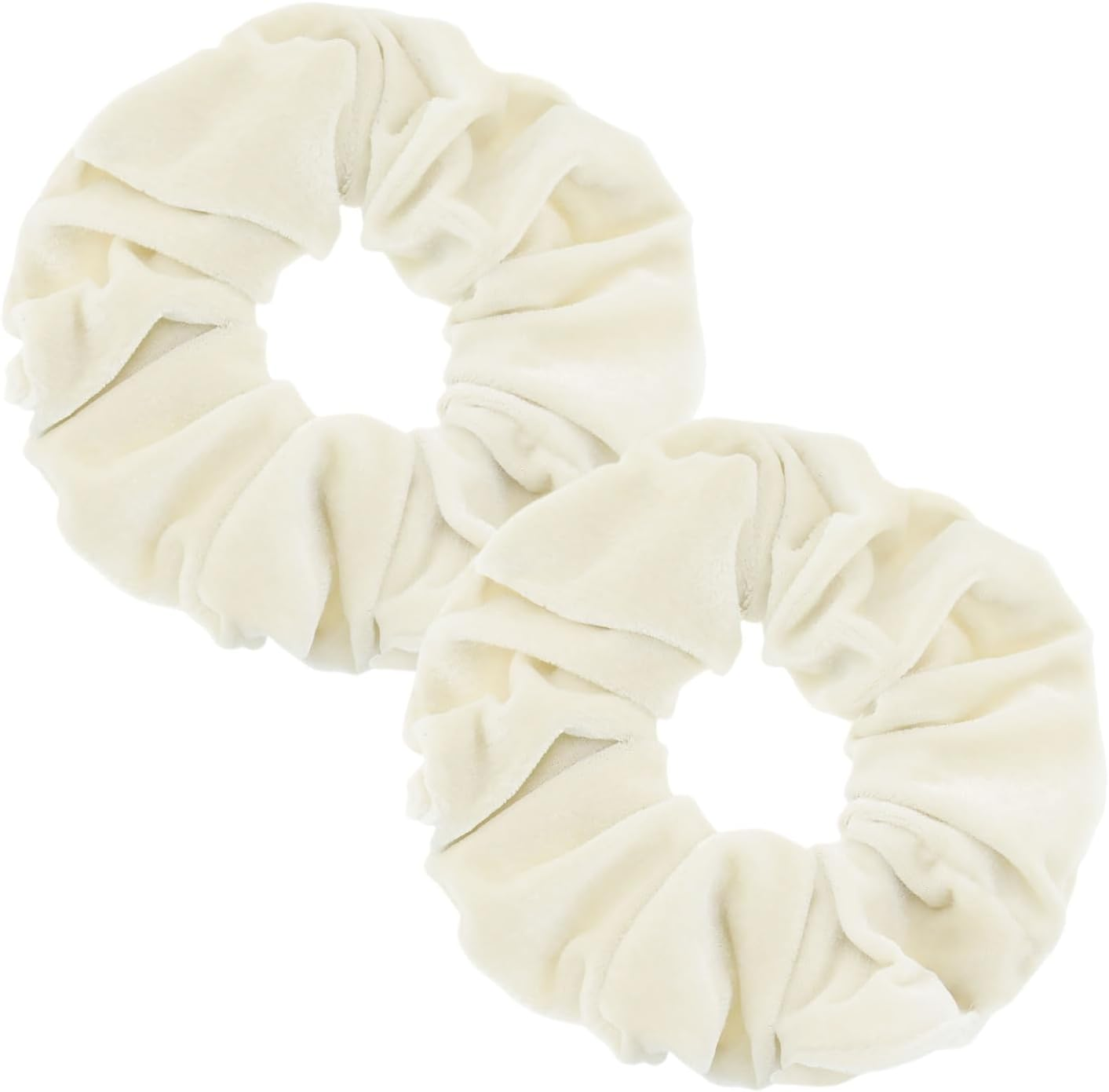 Pack of 2 Large Women Hair Bobbles Velvet Hair Scrunchies Rubber Bands Colourful Elastic Hair Bands for Girls Women Hair Accessories (Cream White) image number 5